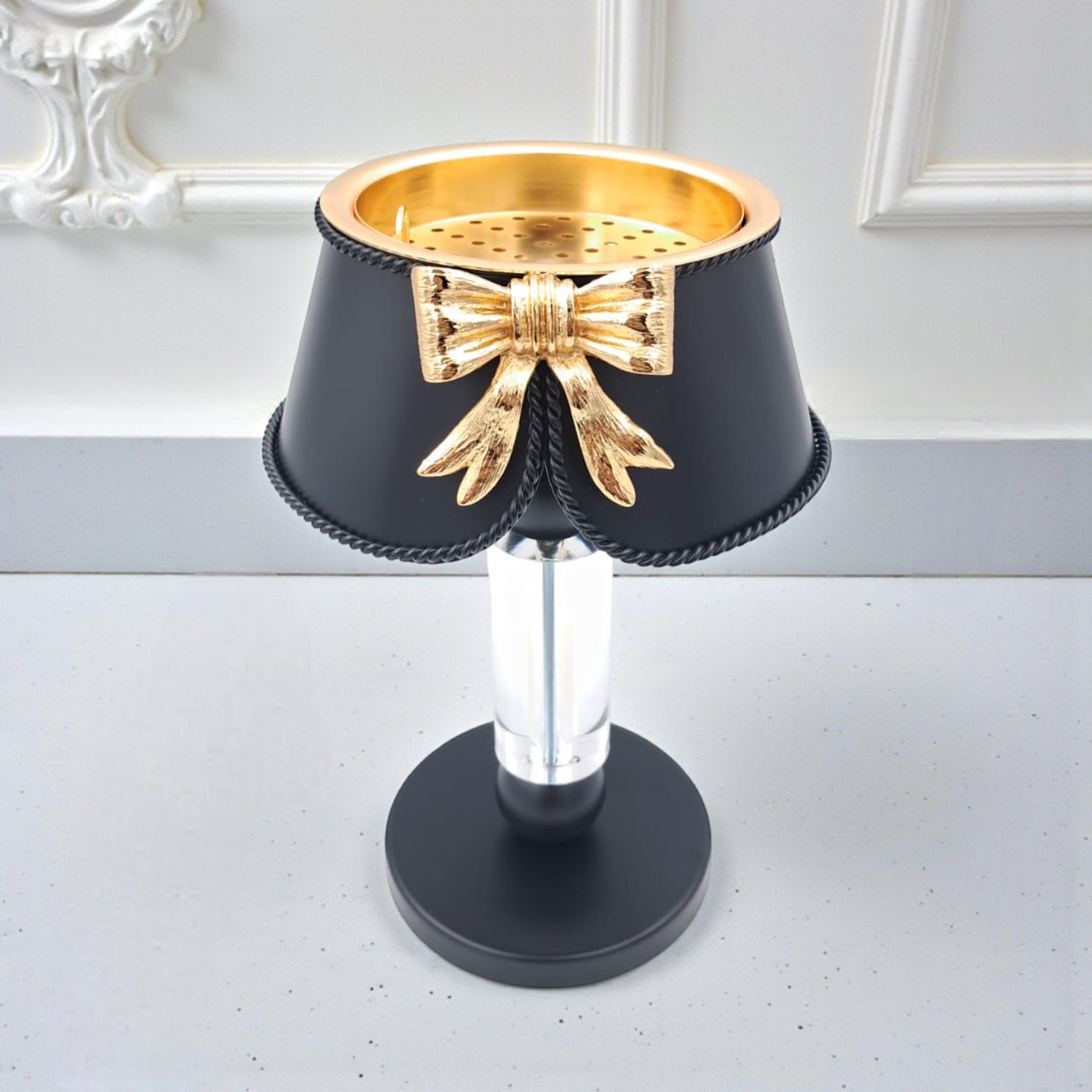 Palermo Luxury Decorative Bakhoor Burner Lamp – Elegant Home Incense Stand with Bow Design & Premium Craft Detailing - Damoo