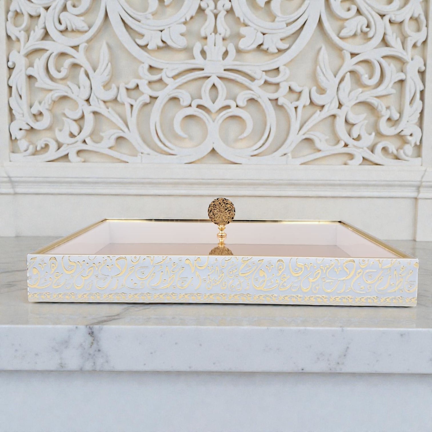Luxury Decorative Serving Tray with Lid – Ottoman Style Elegant Display & Multipurpose Home Organizer - Damoo