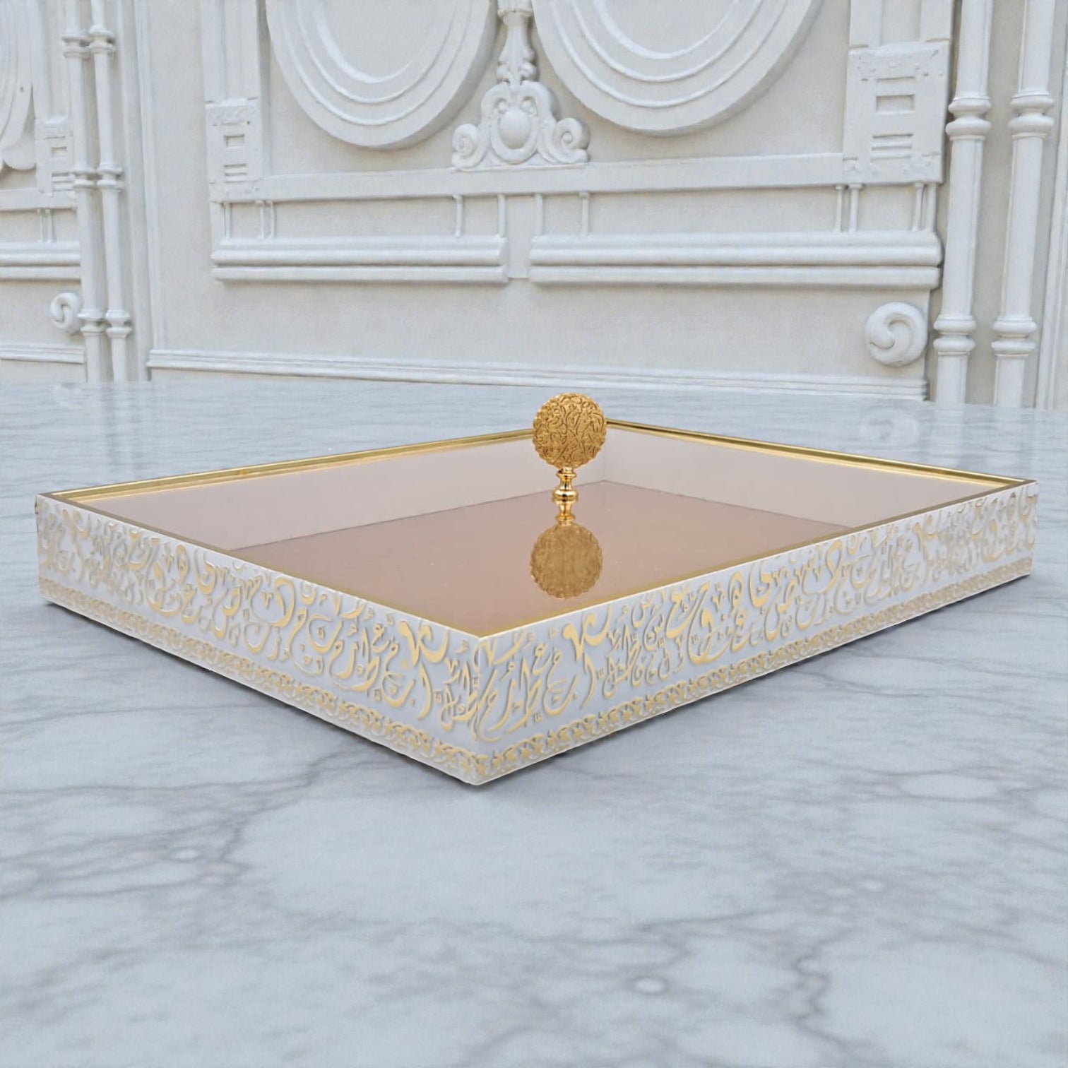 Luxury Decorative Serving Tray with Lid – Ottoman Style Elegant Display & Multipurpose Home Organizer - Damoo