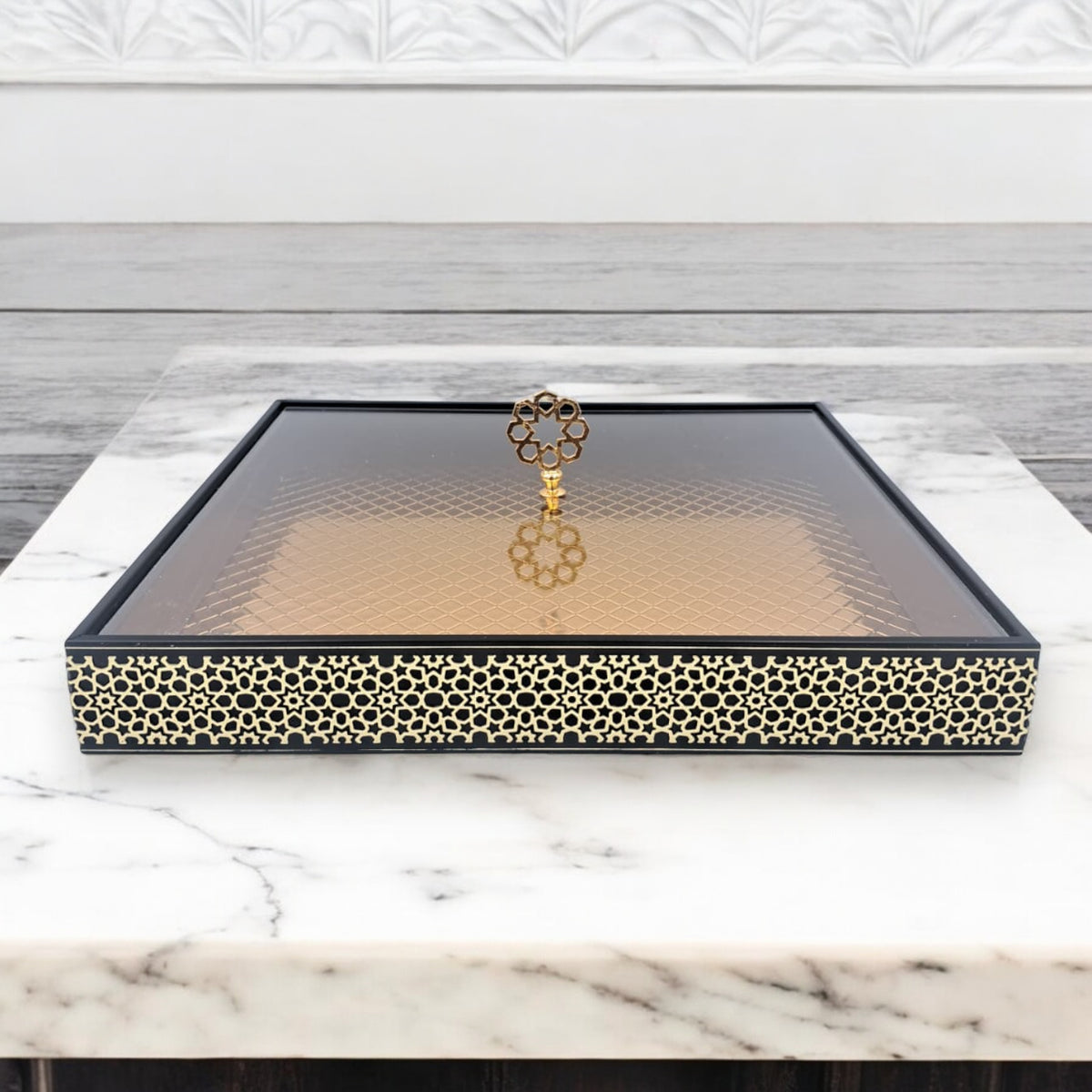 Otantik Luxury Decorative Serving Tray with Lid – Premium Home, Coffee Table & Dining Display Tray for Elegant Entertaining - Damoo