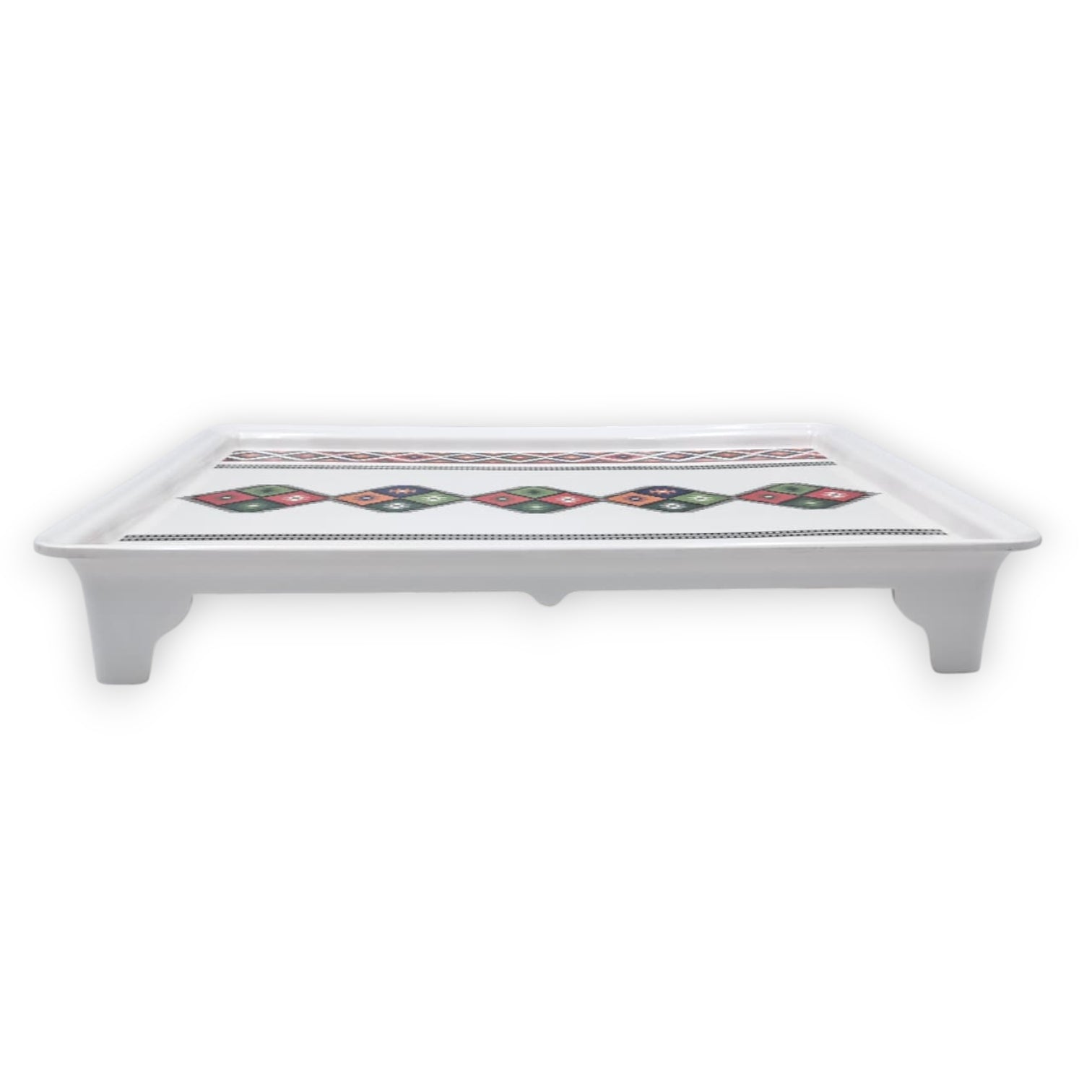 Decorative Serving Tray with Traditional Design – Large Rectangular Tray with Handles for Kitchen & Dining - Damoo