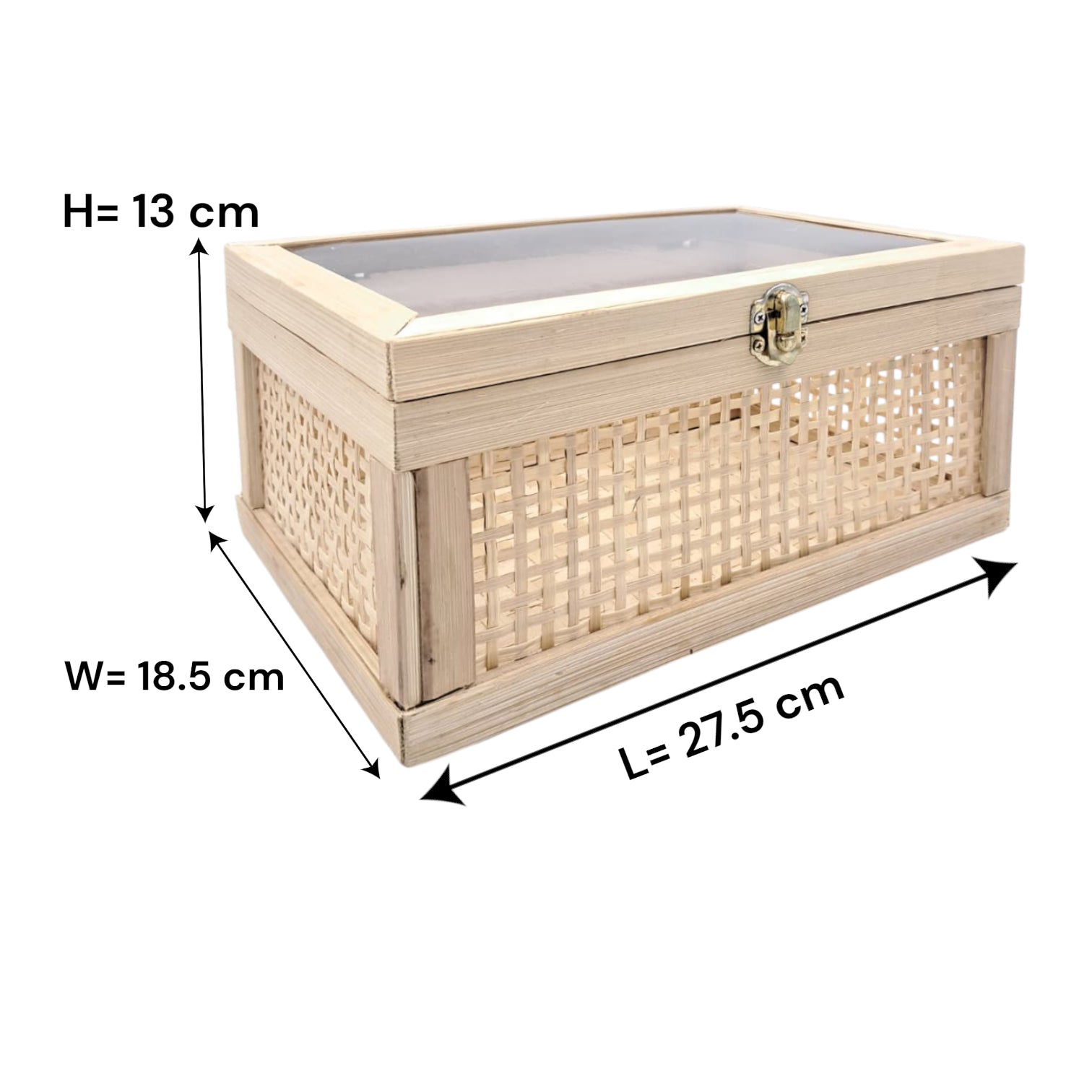Natural Bamboo Storage Box with Lid & Lock – Multi-Purpose Organizer for Home, Kitchen, Bathroom & Gifting - Damoo