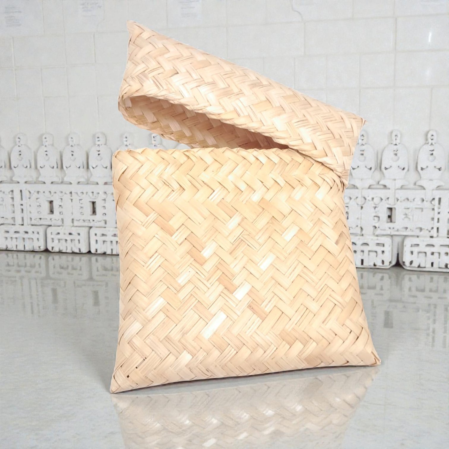 Handwoven Bamboo Storage Pouch with Fold-Over Flap – Traditional and Multipurpose Use - Damoo