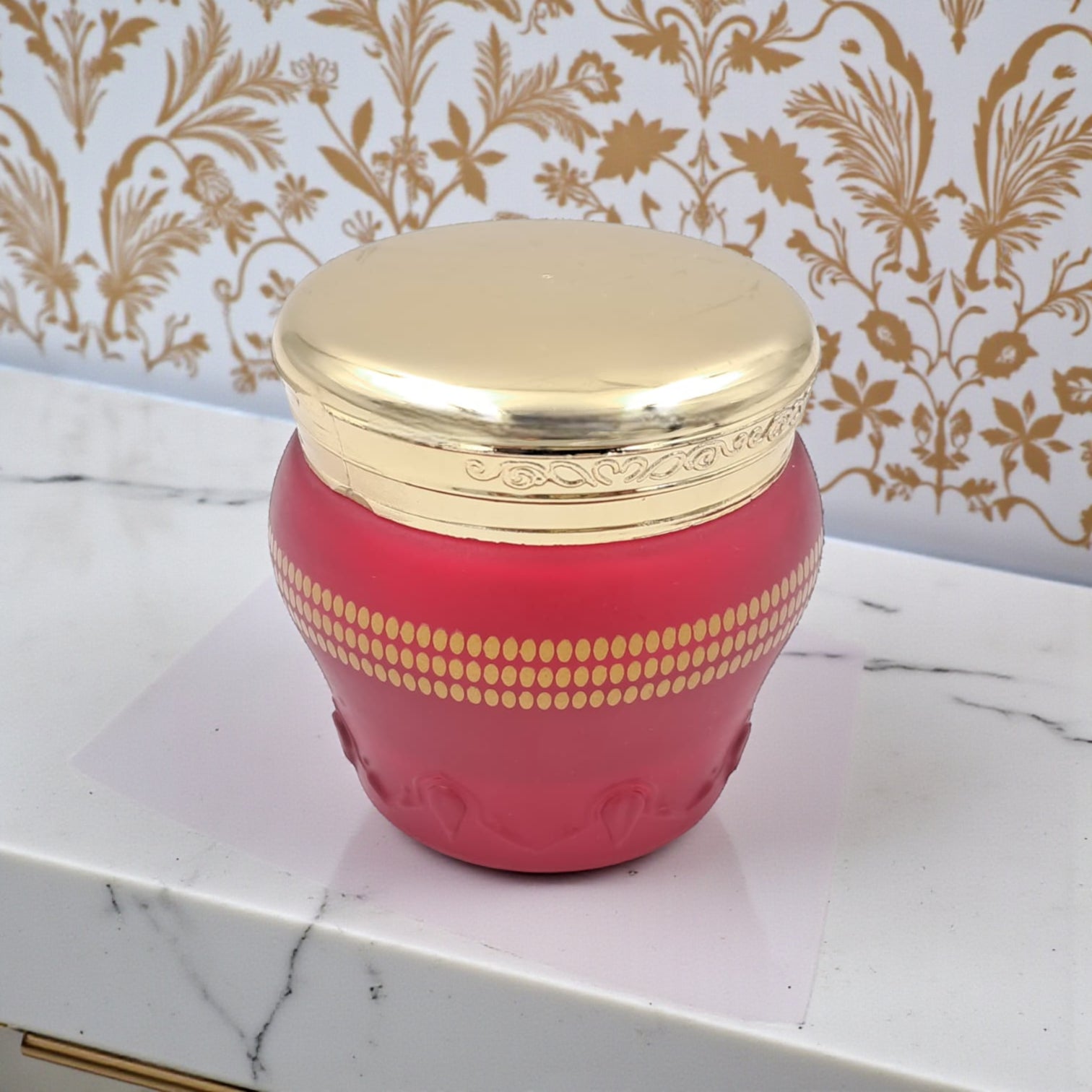 Decorative Bukhoor Incense Storage Jar with Lid, Reusable Home Fragrance Container for Oud, Bakhoor & Aromatic Resins (6H x 7L x 7W CM) - Damoo