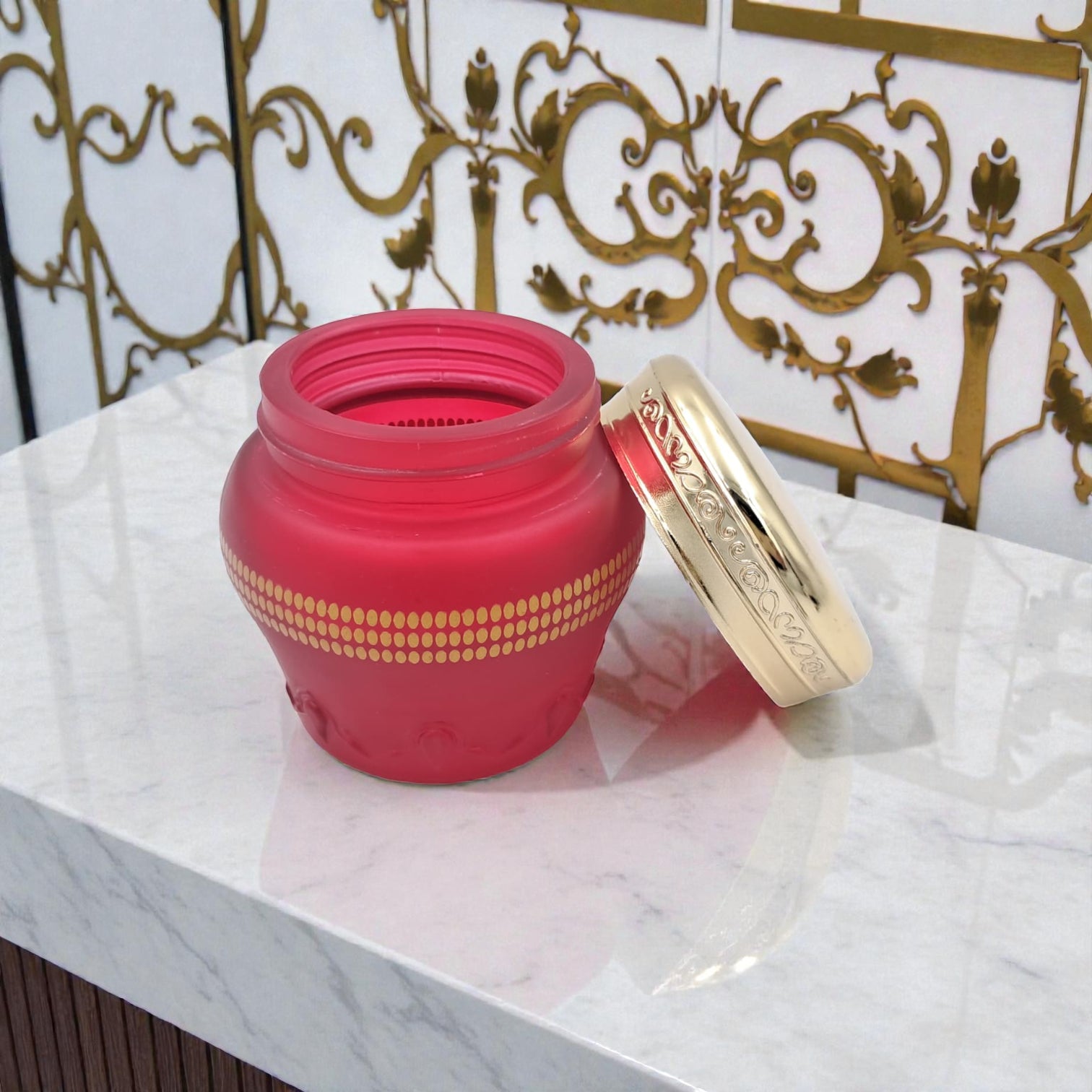 Decorative Bukhoor Incense Storage Jar with Lid, Reusable Home Fragrance Container for Oud, Bakhoor & Aromatic Resins (6H x 7L x 7W CM) - Damoo