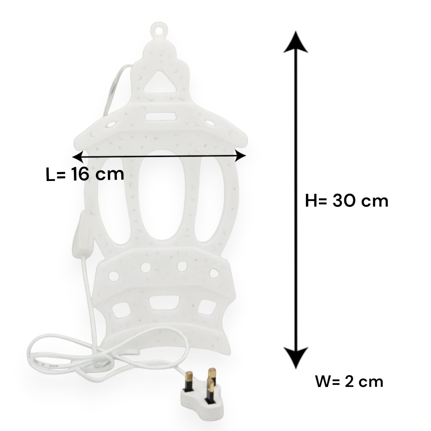 LED Lantern Wall Décor Light – Islamic Arabic Style Plug-In Decorative Light for Home & Festive Ambience (30H x 16L × 2W CM) - Damoo