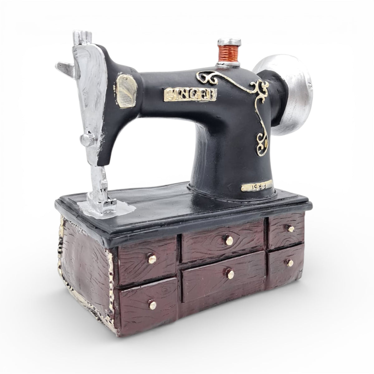 Vintage Sewing Machine Decorative Storage Box for Decorations & Haq Al Laila & Ramadan Display (16.5H x 15L x 8.5W CM) - Damoo