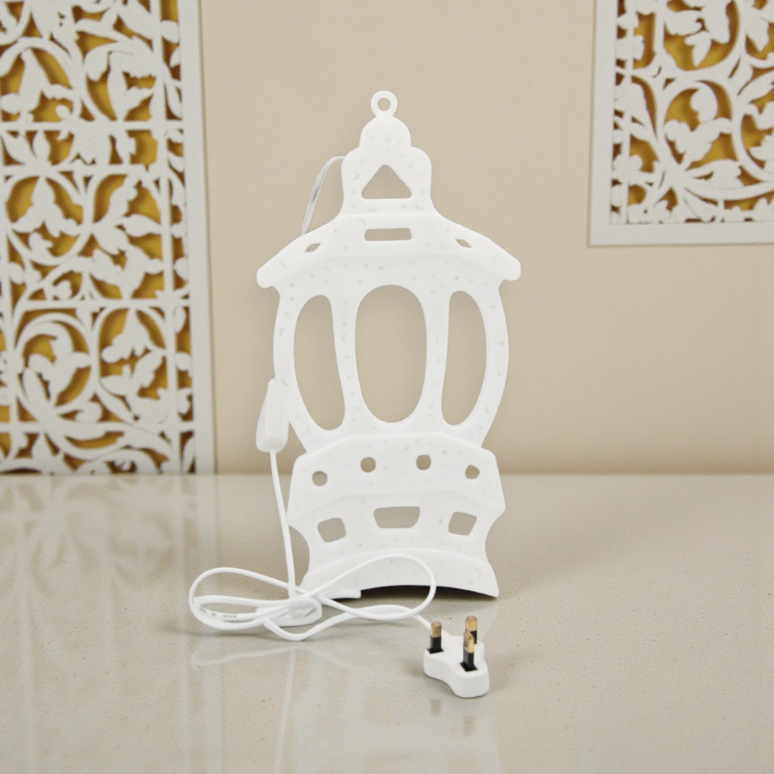 LED Lantern Wall Décor Light – Islamic Arabic Style Plug-In Decorative Light for Home & Festive Ambience (30H x 16L × 2W CM) - Damoo