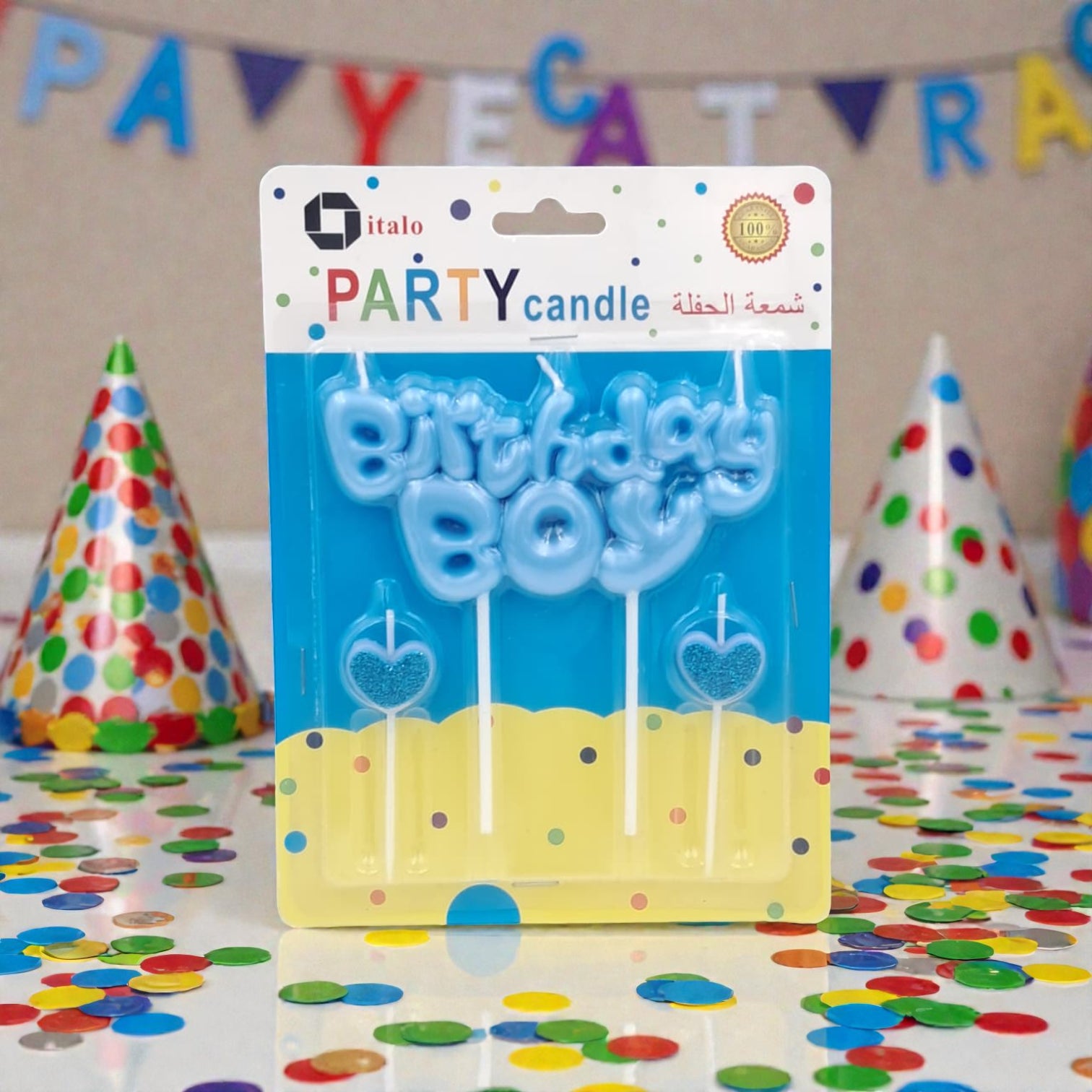 Italo Birthday Boy Letter Cake Candles (Happy Birthday) – Blue Party Candle Topper Set for Kids Birthday Cake Decoration & Celebration - Damoo