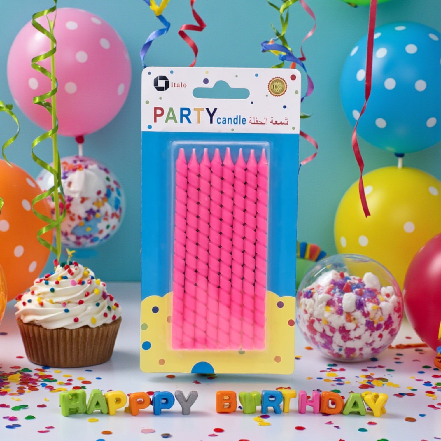 Pink Spiral Birthday Cake Candles – Party Candle Set, Twisted Design Celebration Candles for Cakes, Cupcakes & Desserts - Damoo