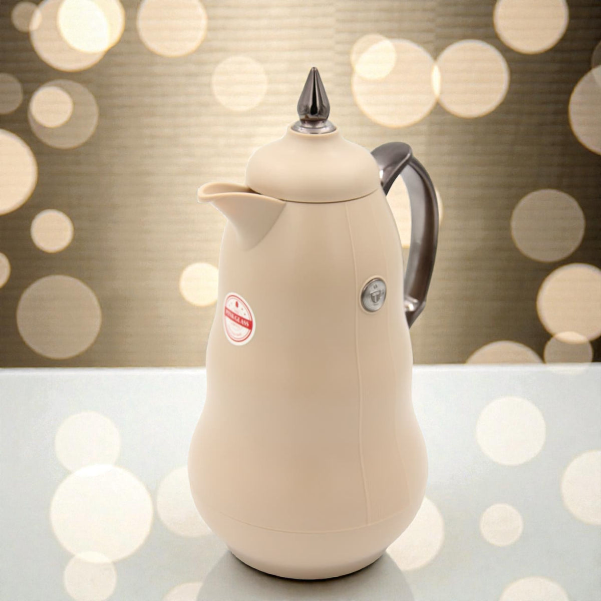 Arabic Classic Heritage Tea Flask 1L Double Wall Glass Liner Vacuum Jug with Traditional Pattern & Heat Insulation Available on Multi Color Options (24H x 13W × 13L CM) - Damoo