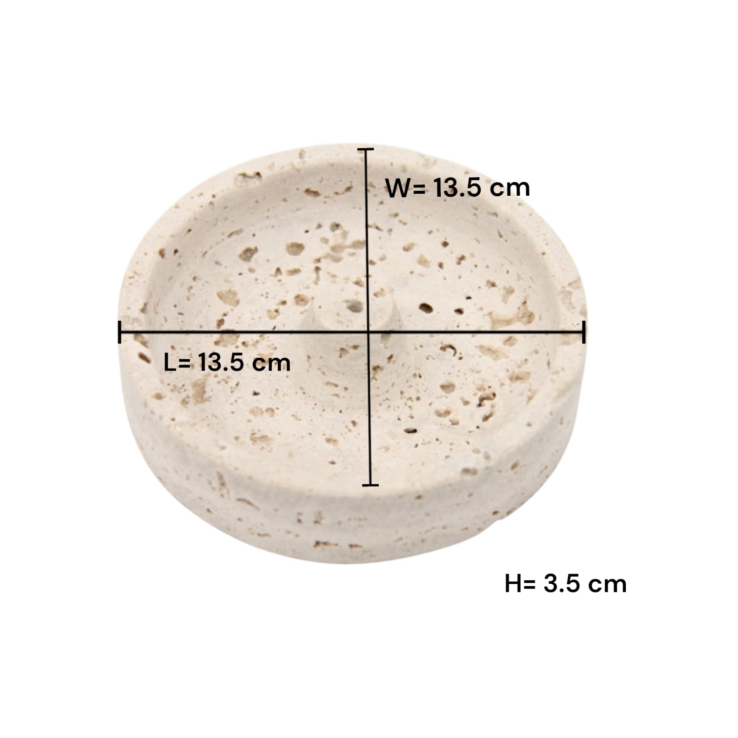 Natural Travertine Stone Incense Burner Holder – Minimalist Round Incense Stick Tray with Center Support – Elegant Home Fragrance Decor for Living Room, Bedroom, and Meditation Space - Damoo
