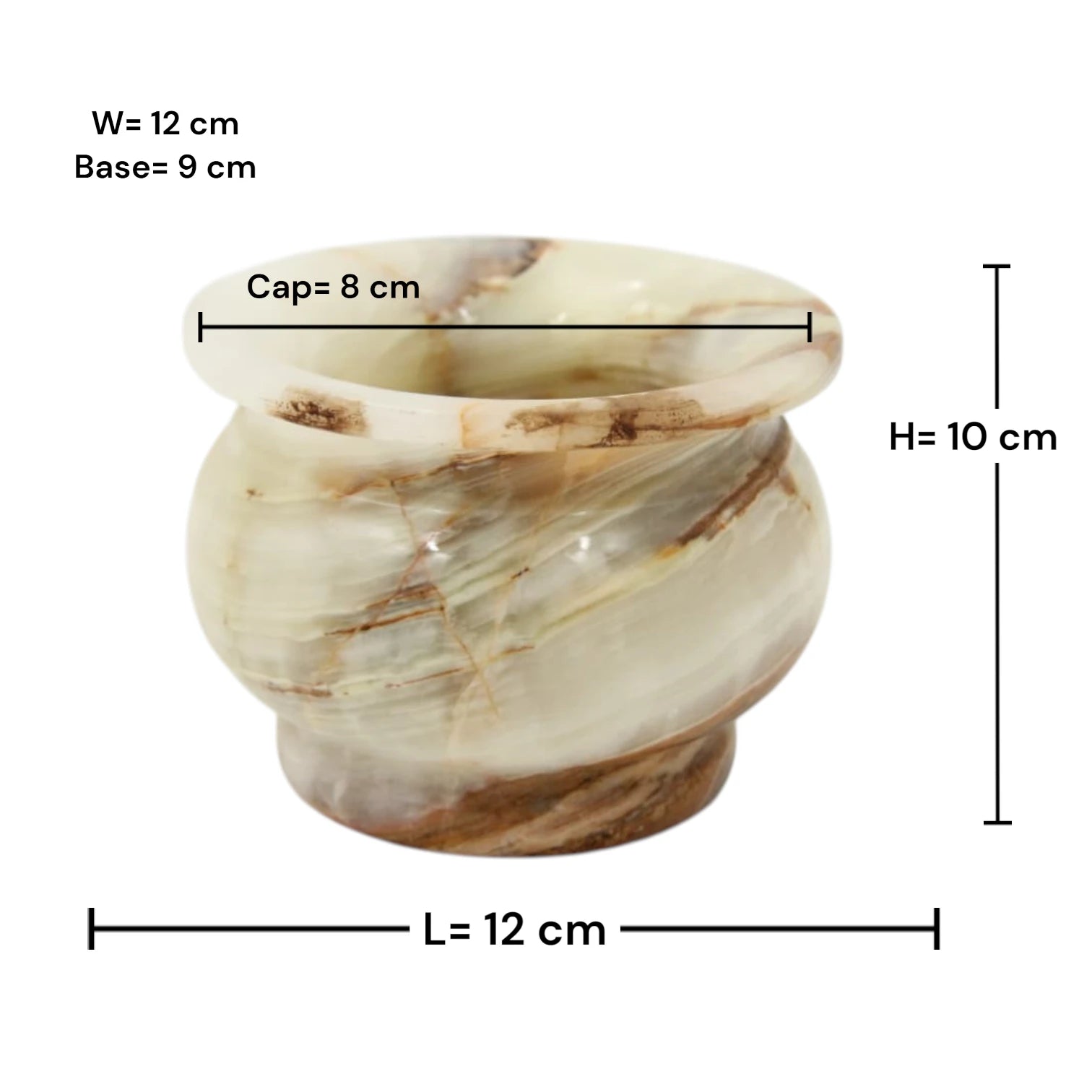Round White Ceramic Marble Design Pot – Decorative Stone Finish Bowl 12cm – Multipurpose Home & Kitchen Use - Damoo
