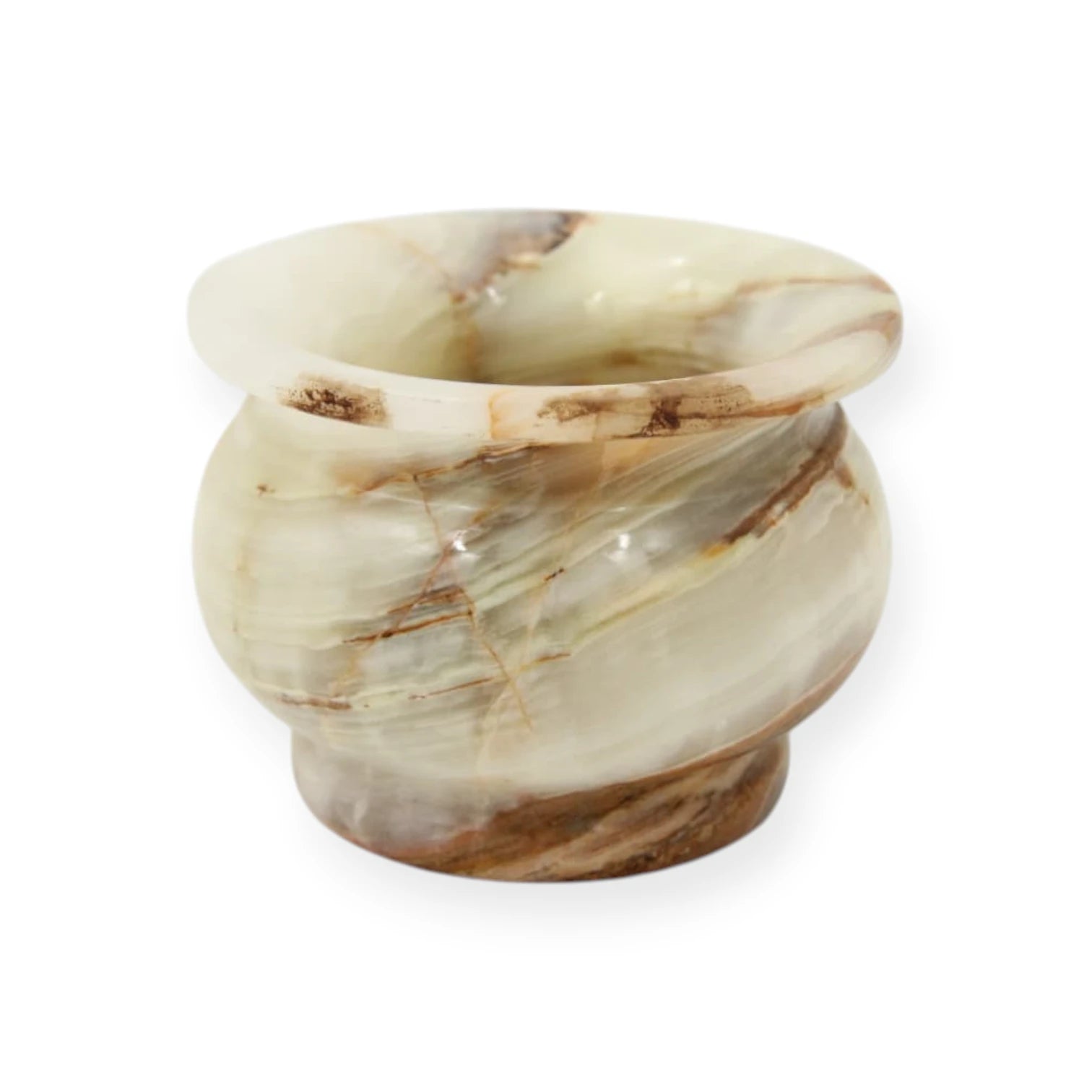 Round White Ceramic Marble Design Pot – Decorative Stone Finish Bowl 12cm – Multipurpose Home & Kitchen Use - Damoo