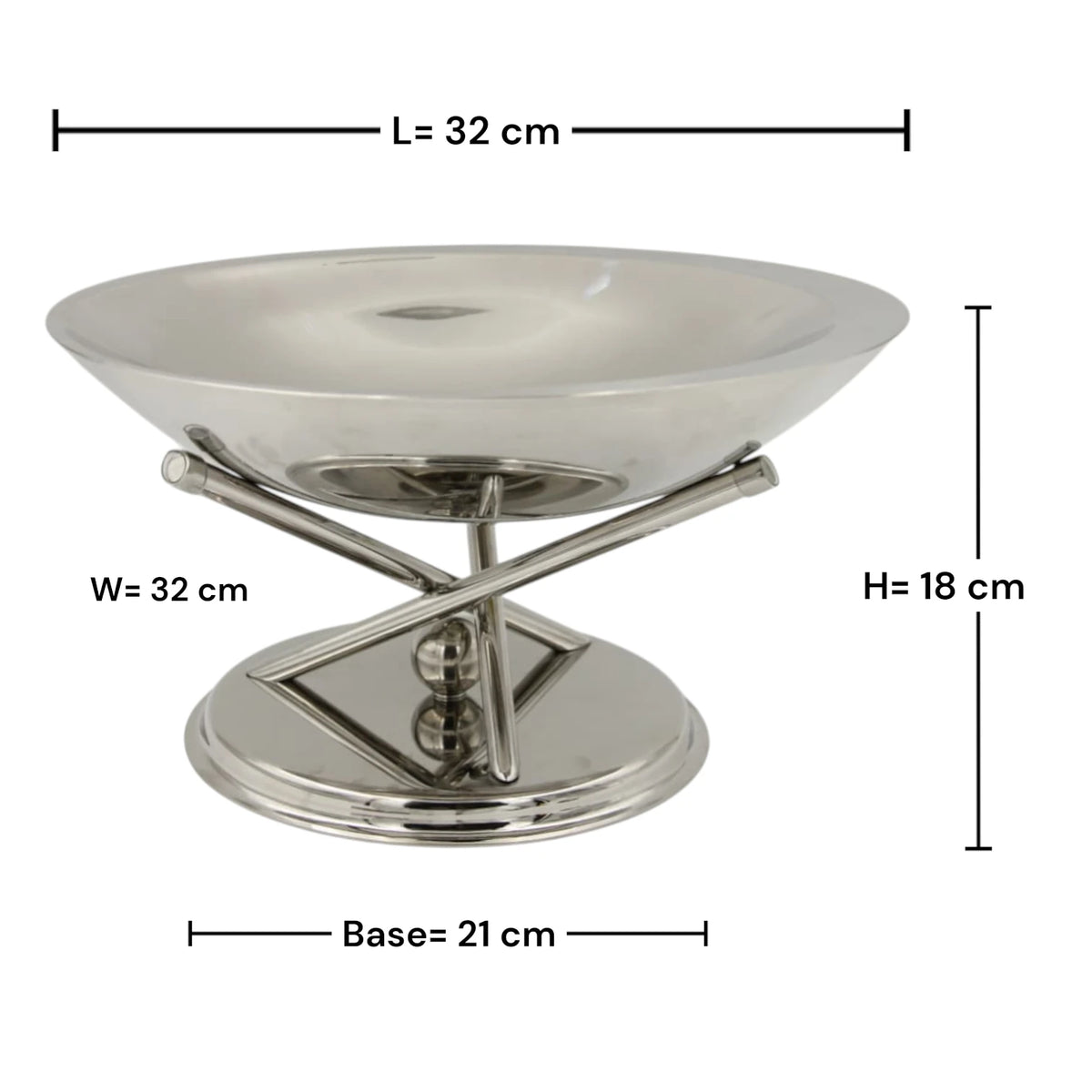 Modern Metal Serving Bowl with Stand – Elevated Decorative Fruit, Snack & Dessert Display Dish for Home & Hosting (18H x 32L × 32W CM) - Damoo