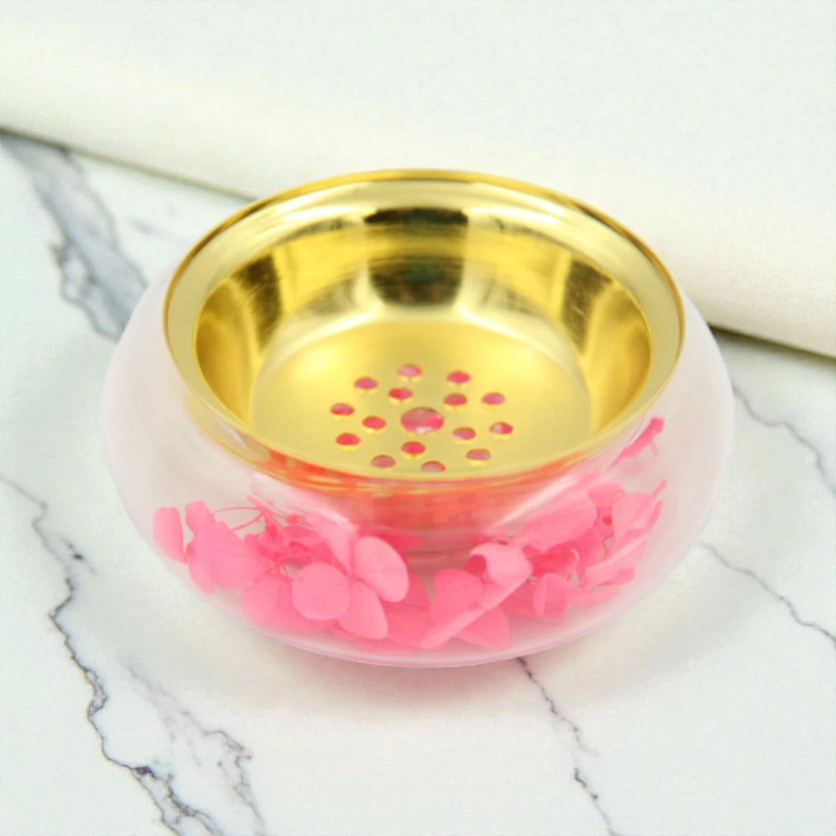Mini Decorative Incense Burner Bowl – Compact Bakhoor & Fragrance Holder with Perforated Inner Cup (4H x 8.5L × 8.5W CM) - Damoo