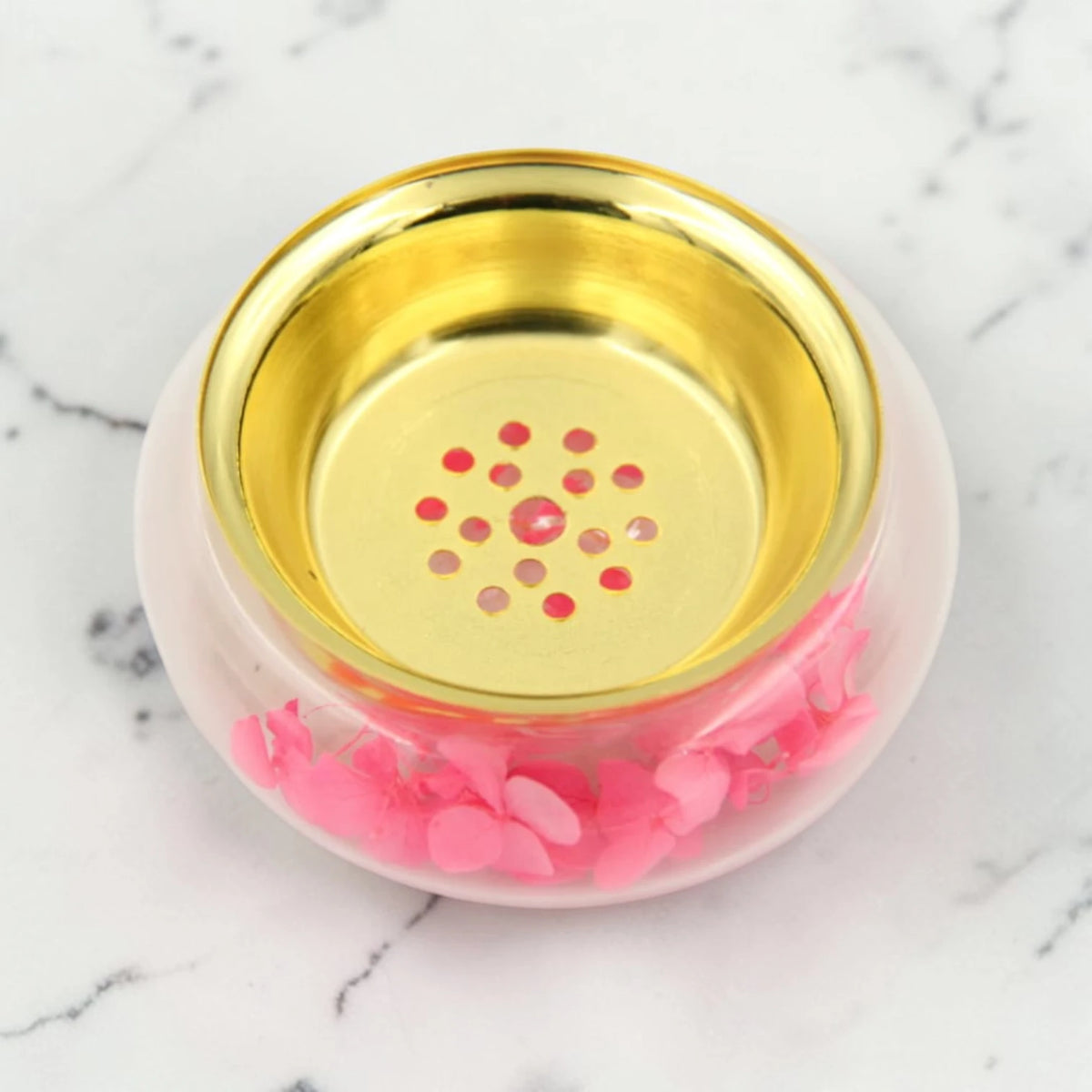 Mini Decorative Incense Burner Bowl – Compact Bakhoor & Fragrance Holder with Perforated Inner Cup (4H x 8.5L × 8.5W CM) - Damoo