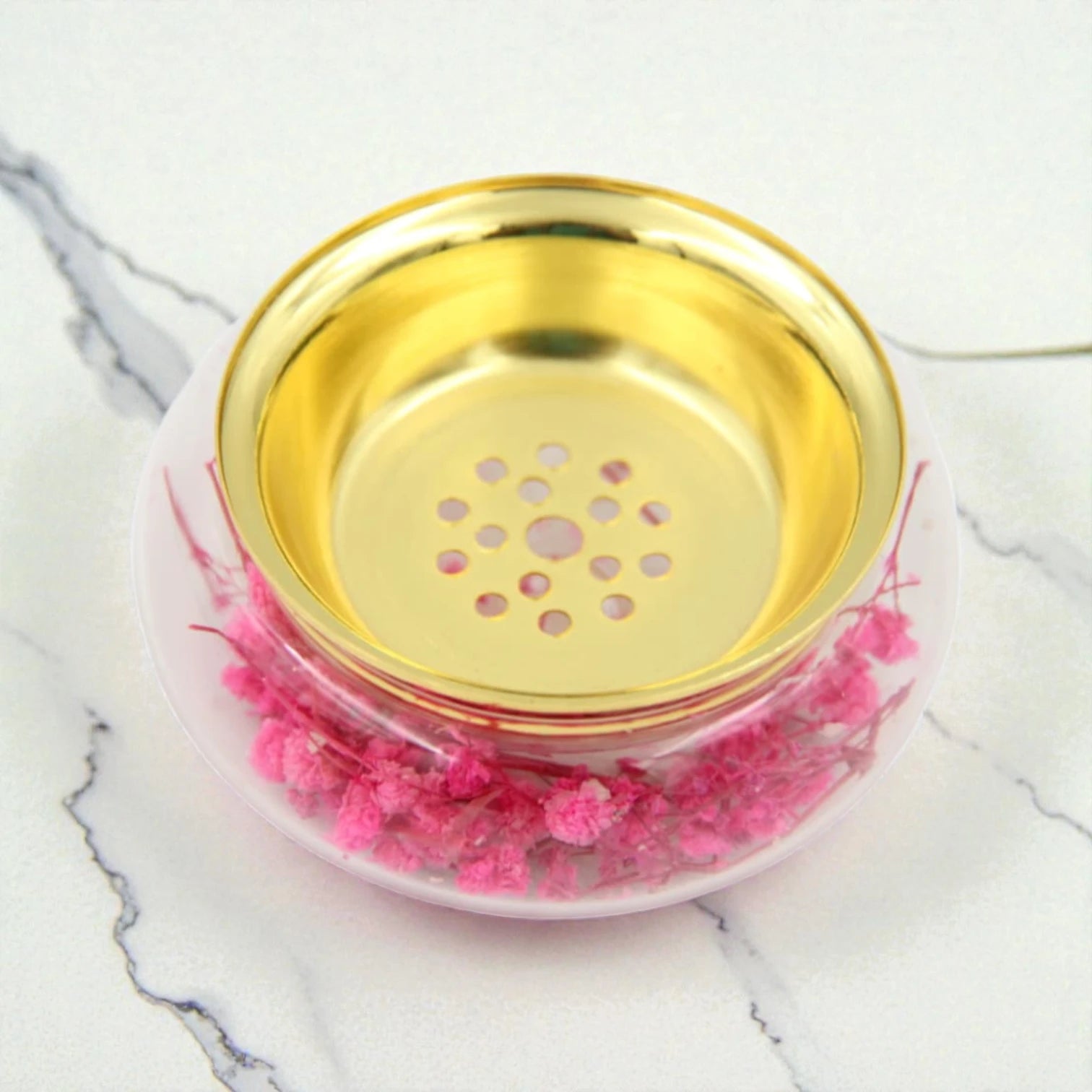 Mini Decorative Incense Burner Bowl – Compact Bakhoor & Fragrance Holder with Perforated Inner Cup (4H x 8.5L × 8.5W CM) - Damoo