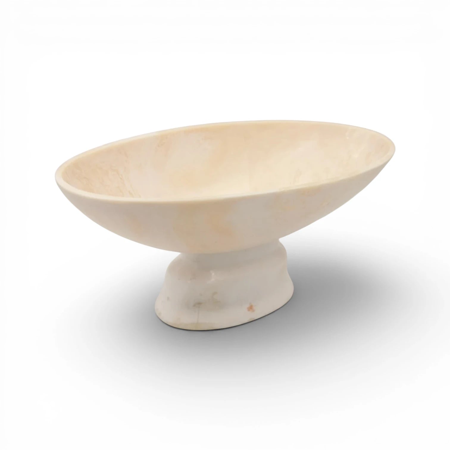 Large Oval Pedestal Serving Bowl Decorative Centerpiece Dish – Elegant Modern Display Bowl for Fruits & Table Styling (19H x 44L × 20.5W CM) - Damoo