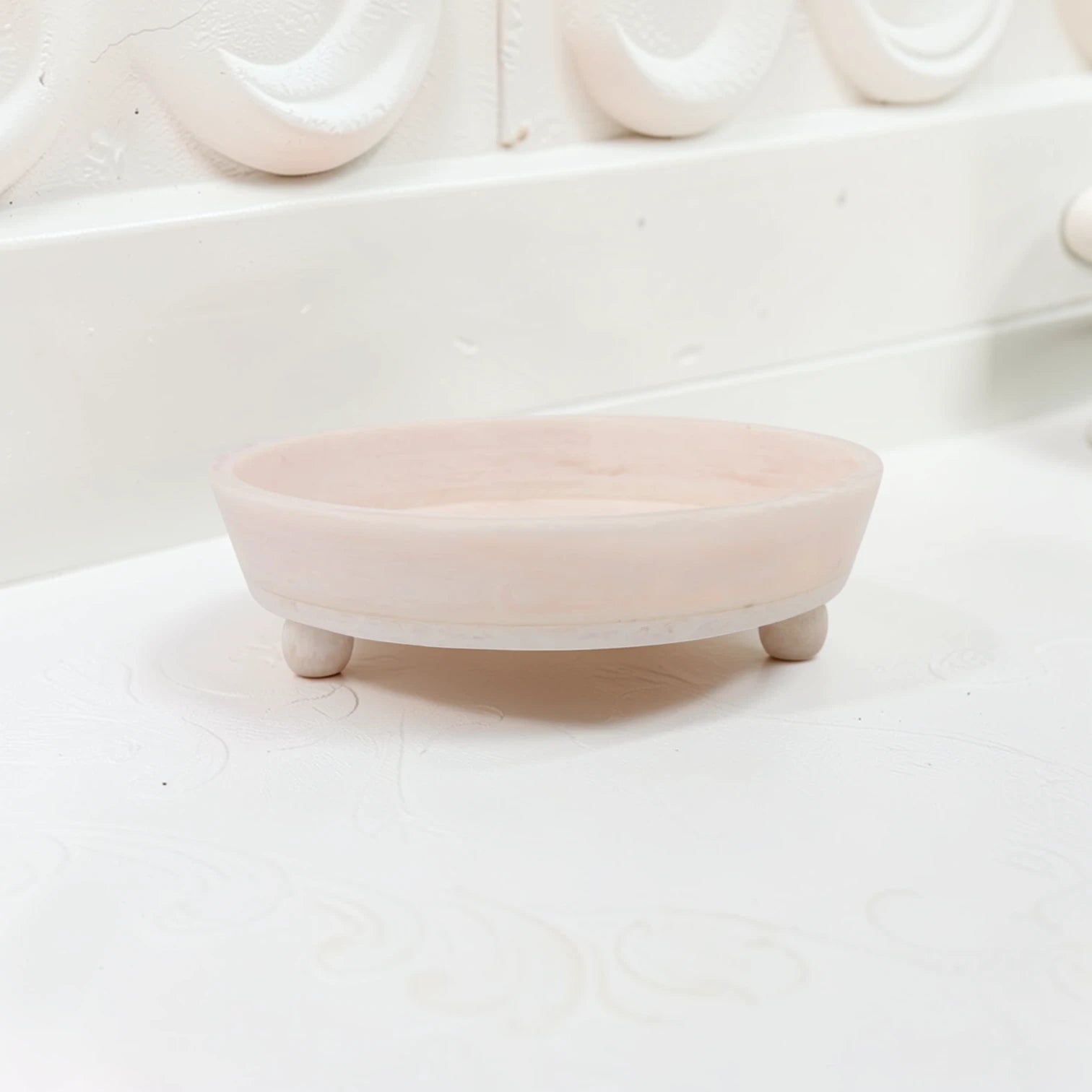 Round Decorative Serving Tray with Raised Base Stand – Elegant Tabletop Display Dish for Snacks & Décor - Damoo