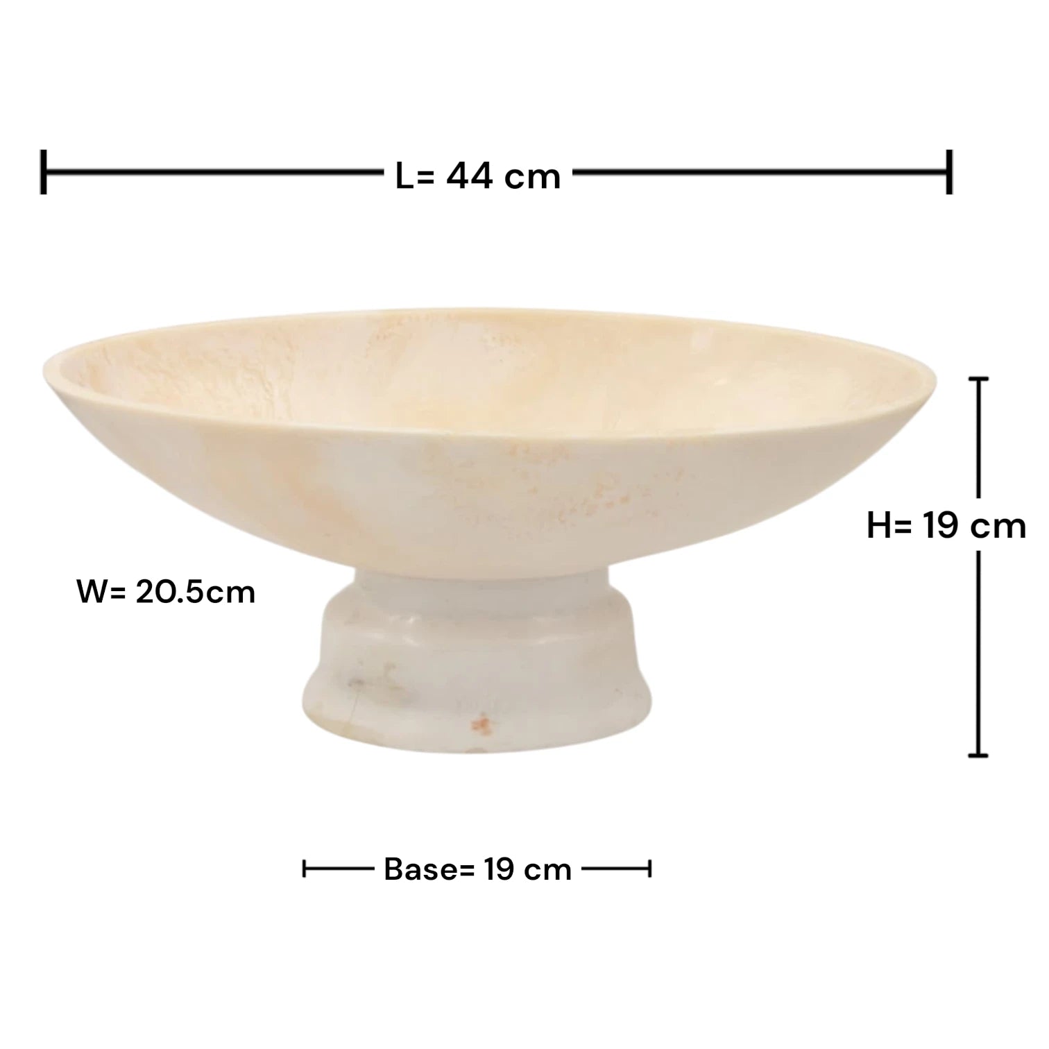 Large Oval Pedestal Serving Bowl Decorative Centerpiece Dish – Elegant Modern Display Bowl for Fruits & Table Styling (19H x 44L × 20.5W CM) - Damoo