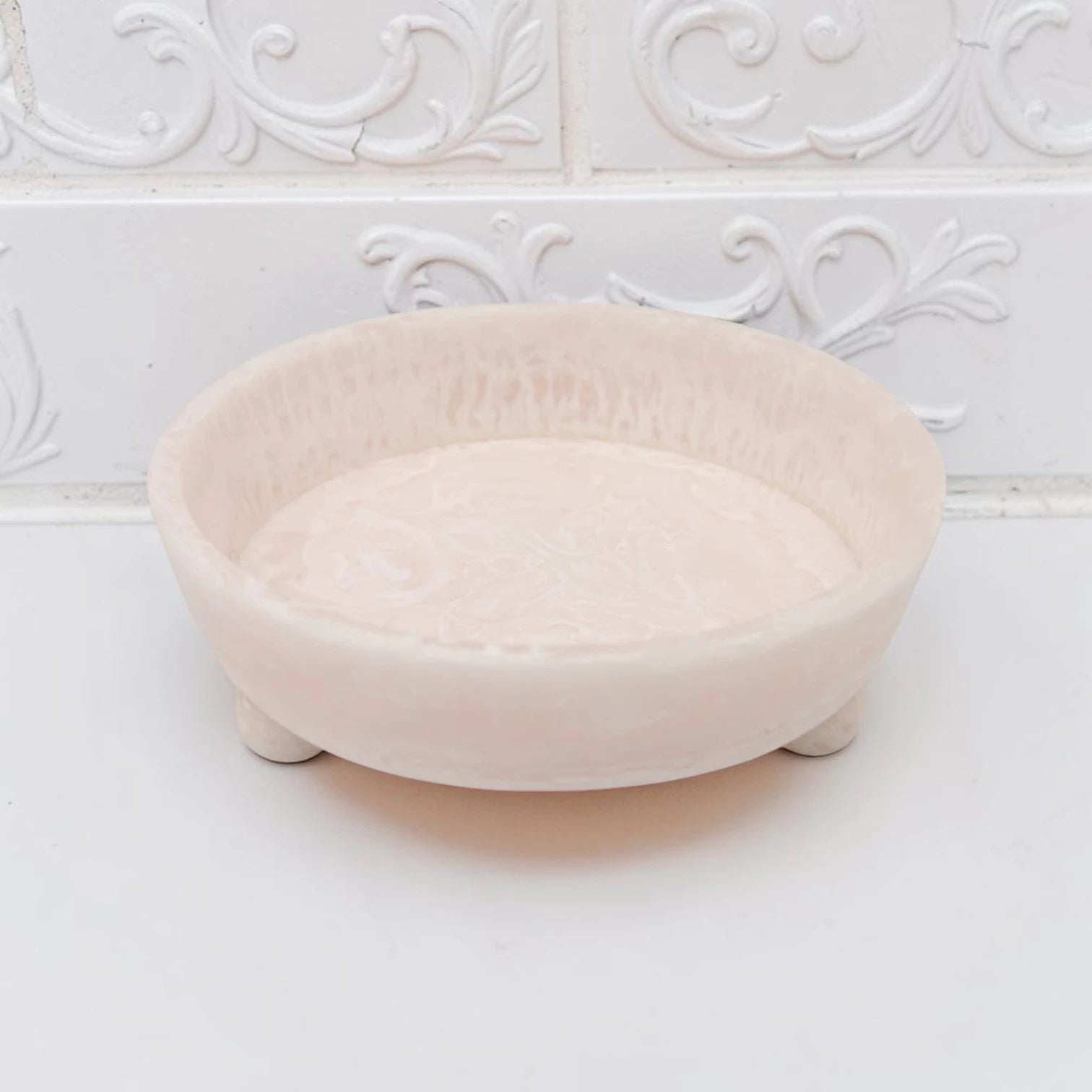 Round Deep Serving Bowl with Raised Feet – Modern Decorative Dish for Snacks, Fruits & Table Styling (6.5H x 19L × 19W CM) - Damoo