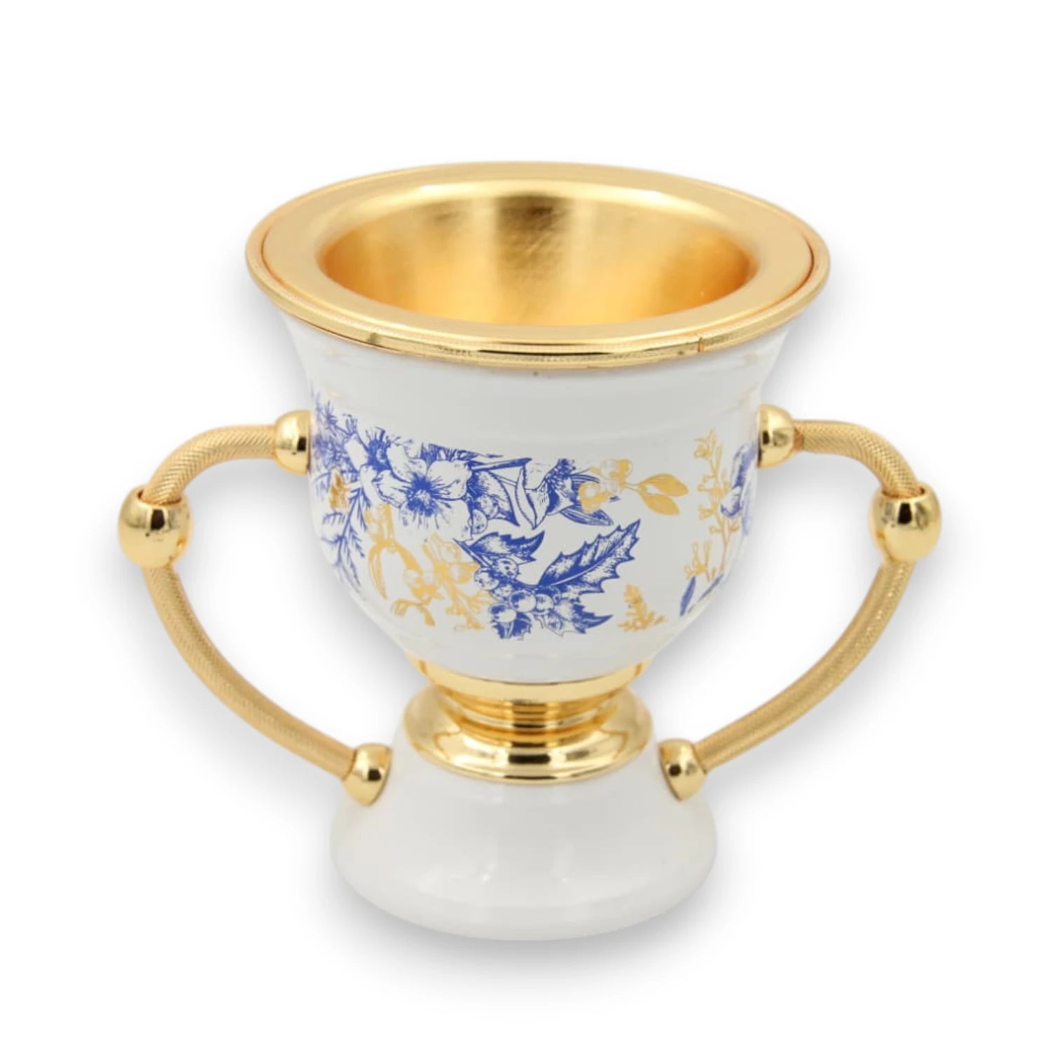 Luxury Ceramic Bakhoor Burner with Gold Metal Insert & Decorative Floral Pattern – Oud Incense Burner for Home & Majlis (15.5H x 19L x 13W CM) - Damoo