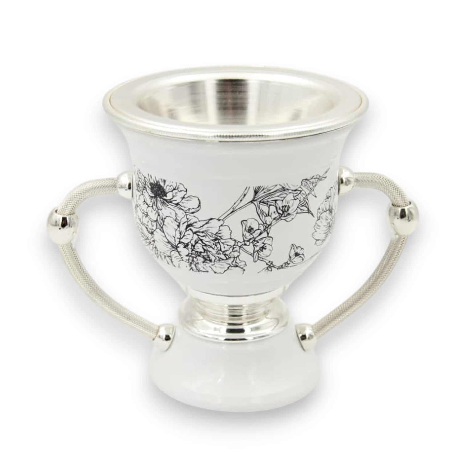 Luxury Ceramic Bakhoor Burner with Silver Metal Insert & Floral Pattern – Oud Incense Burner for Home & Majlis (15.5H x 19L x 13W CM) - Damoo