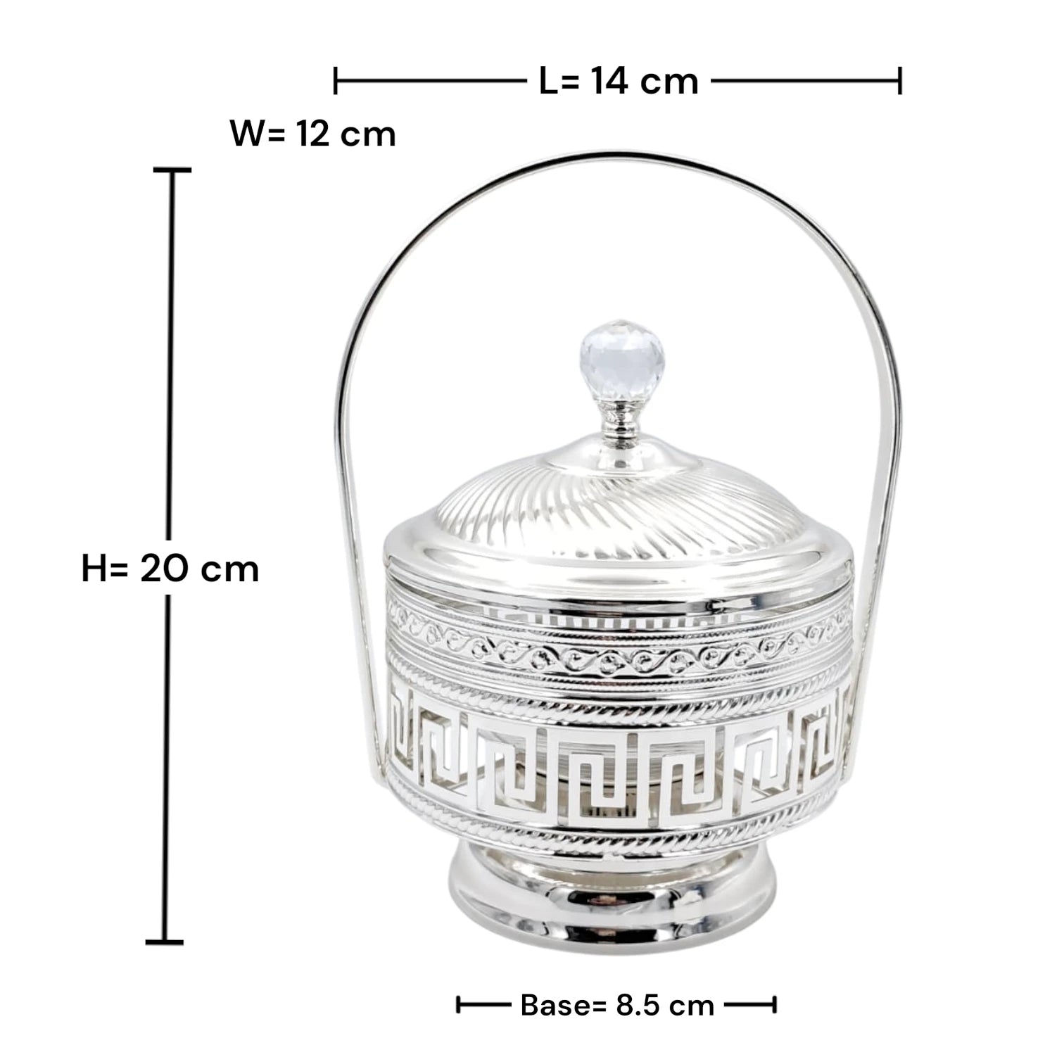 Footed Decorative Candy Bowl with Lid and Handle Elegant Covered Serving Container for Sweets Dates Nuts Table Centerpiece (20H x 14L x 12W CM) - Damoo