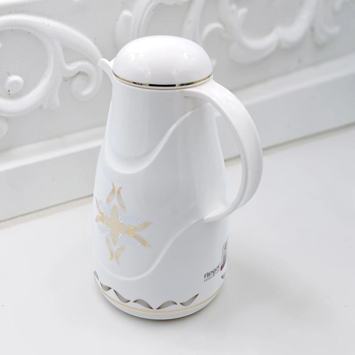 Regal Vacuum Flask 1.0L – Thermal Insulated Coffee & Tea Server with Elegant Floral Design and Easy Pour Spout (26H X 18L X 14W CM) - Damoo