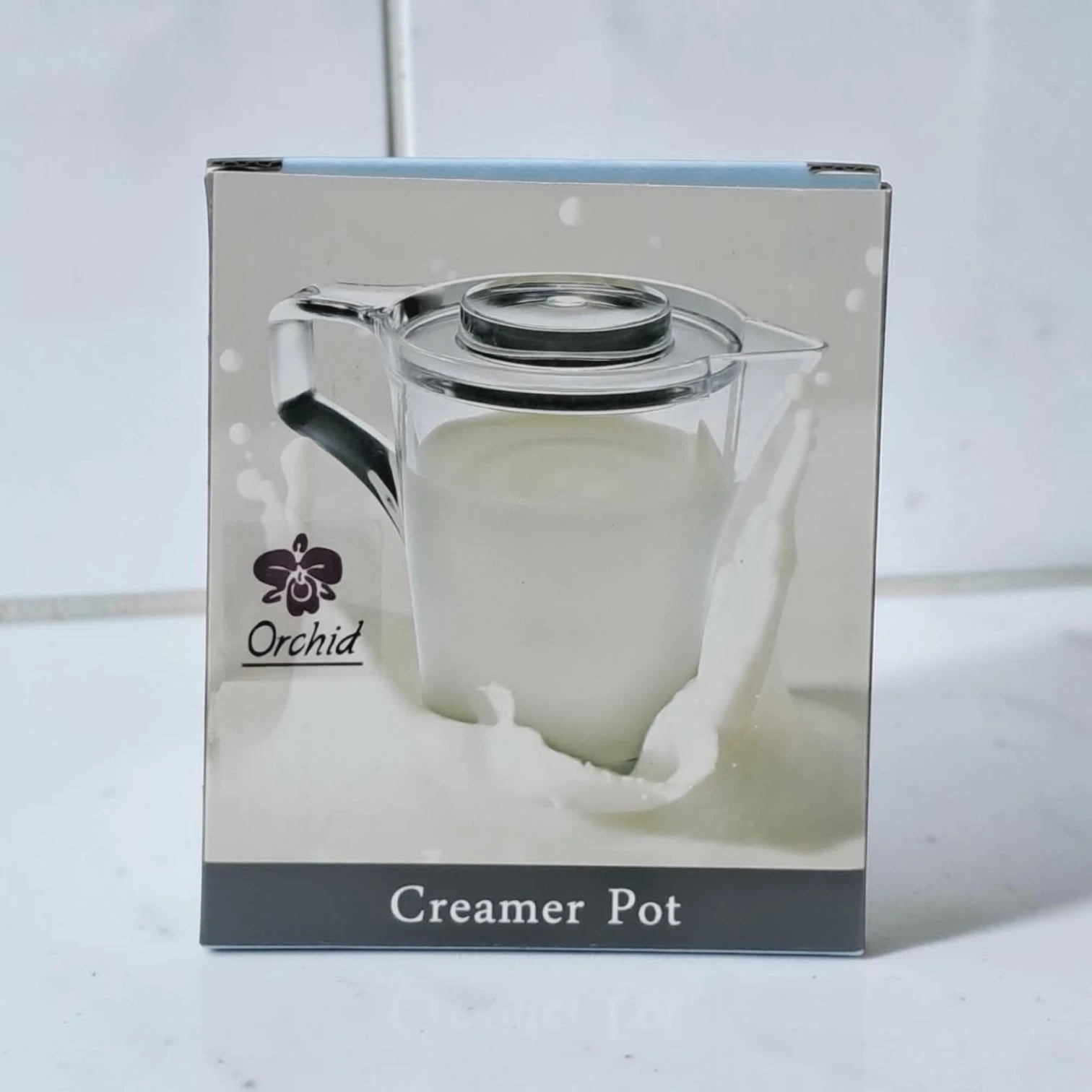 Orchid Clear Creamer Pot with Lid – Elegant Transparent Serving Pitcher with Handle & Pouring Spout for Milk, Tea, Coffee & Sauces (14 x 9.5 x 12 cm) - Damoo