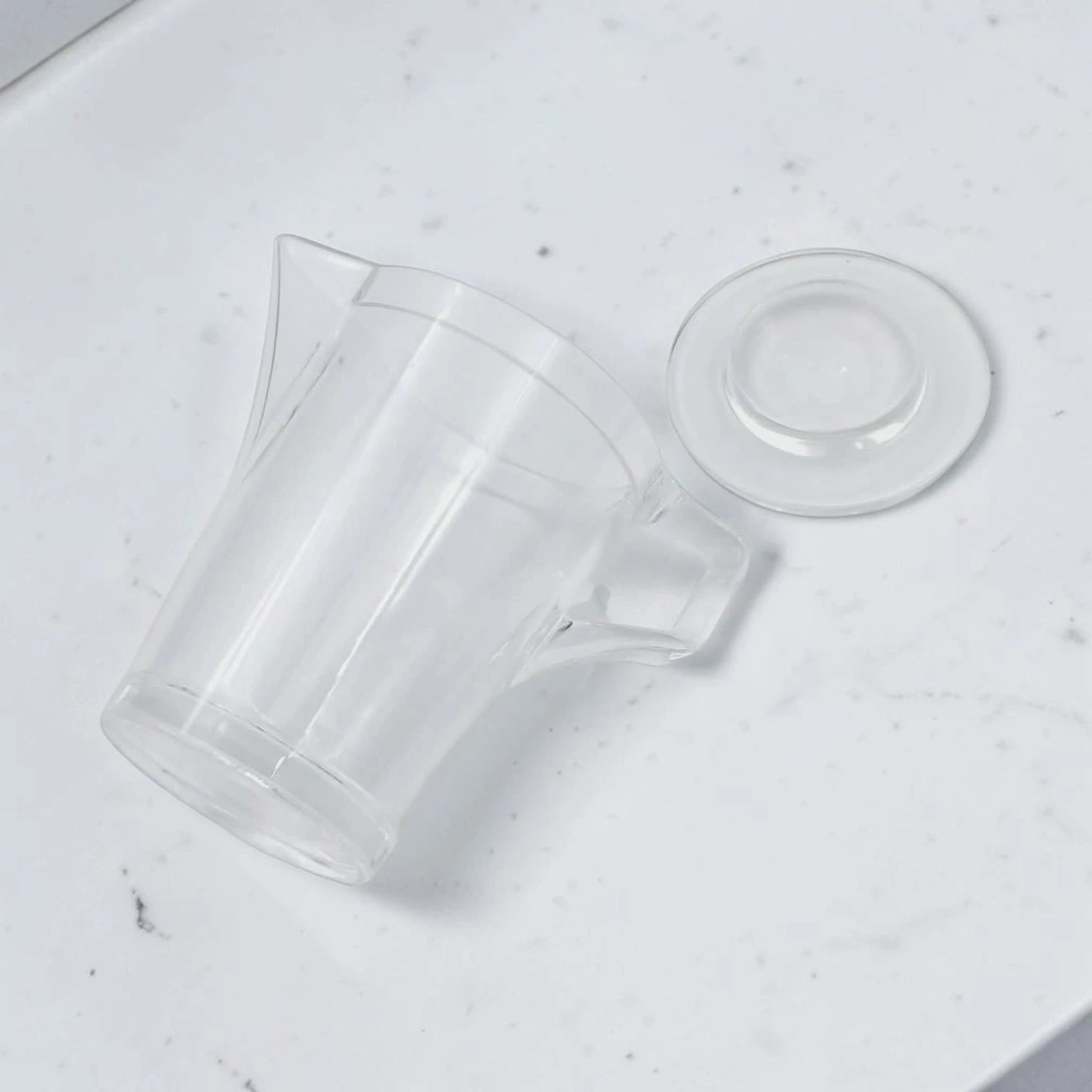 Orchid Clear Creamer Pot with Lid – Elegant Transparent Serving Pitcher with Handle & Pouring Spout for Milk, Tea, Coffee & Sauces (14 x 9.5 x 12 cm) - Damoo