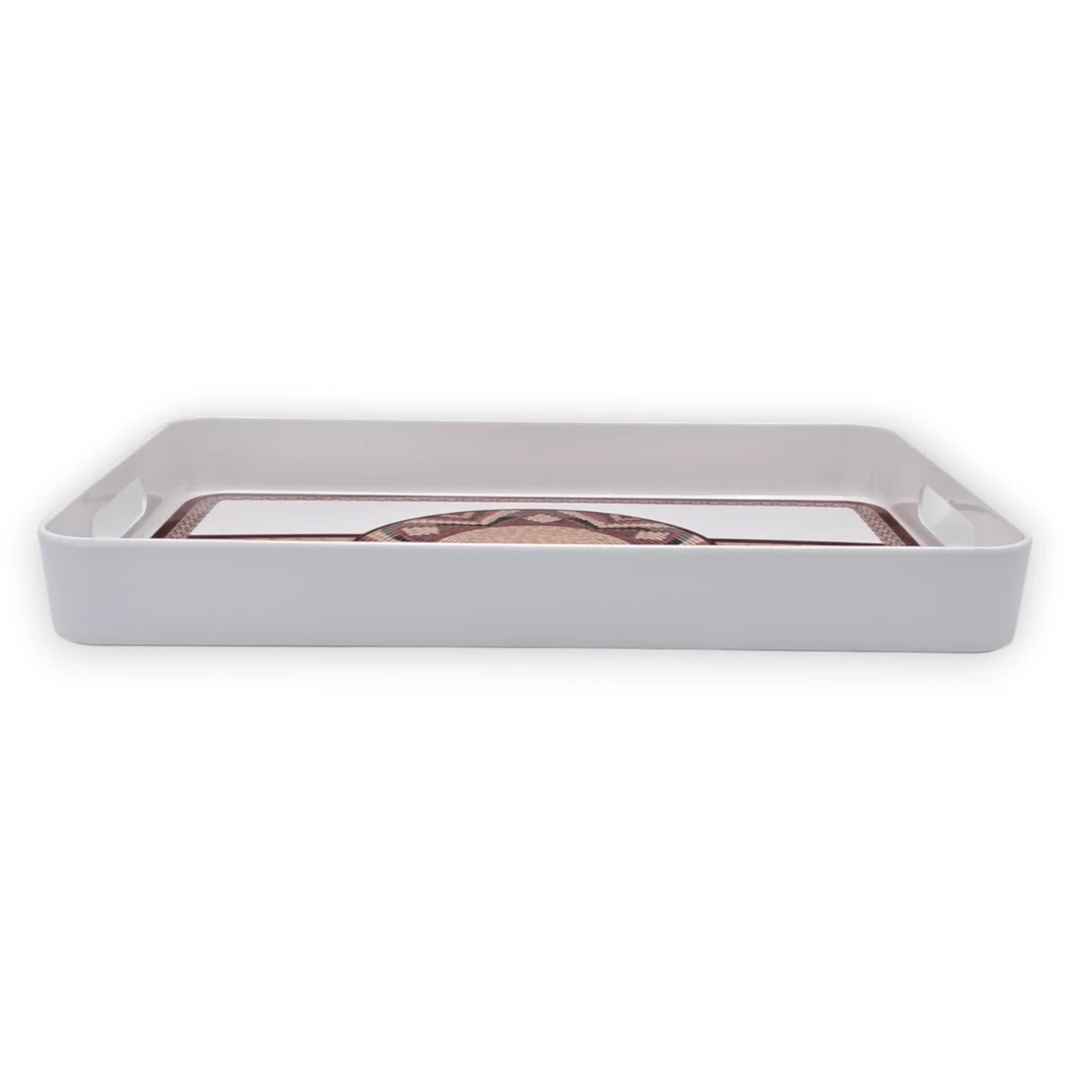 Traditional Arabic Pattern Serving Tray with Built-In Handles – Rectangular Decorative Serving Tray for Tea, Coffee, Snacks & Home Décor (5H x 43L x 29W CM)