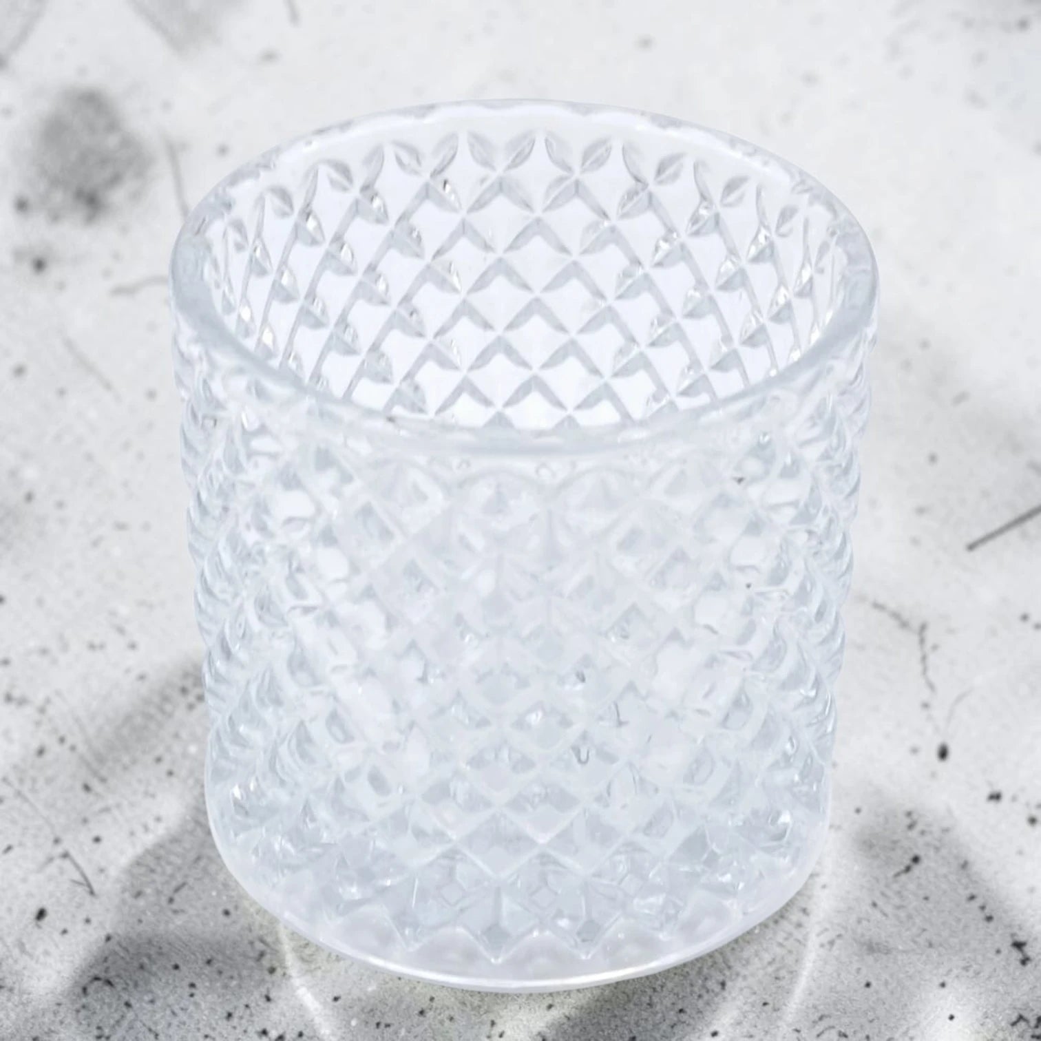 Deli Glassware Decorative Glass Candy Jar with Lid – Crystal Pattern Storage Container for Candy, Sugar, Chocolates, Nuts & Small Treats (11H x 7L × 7W CM)