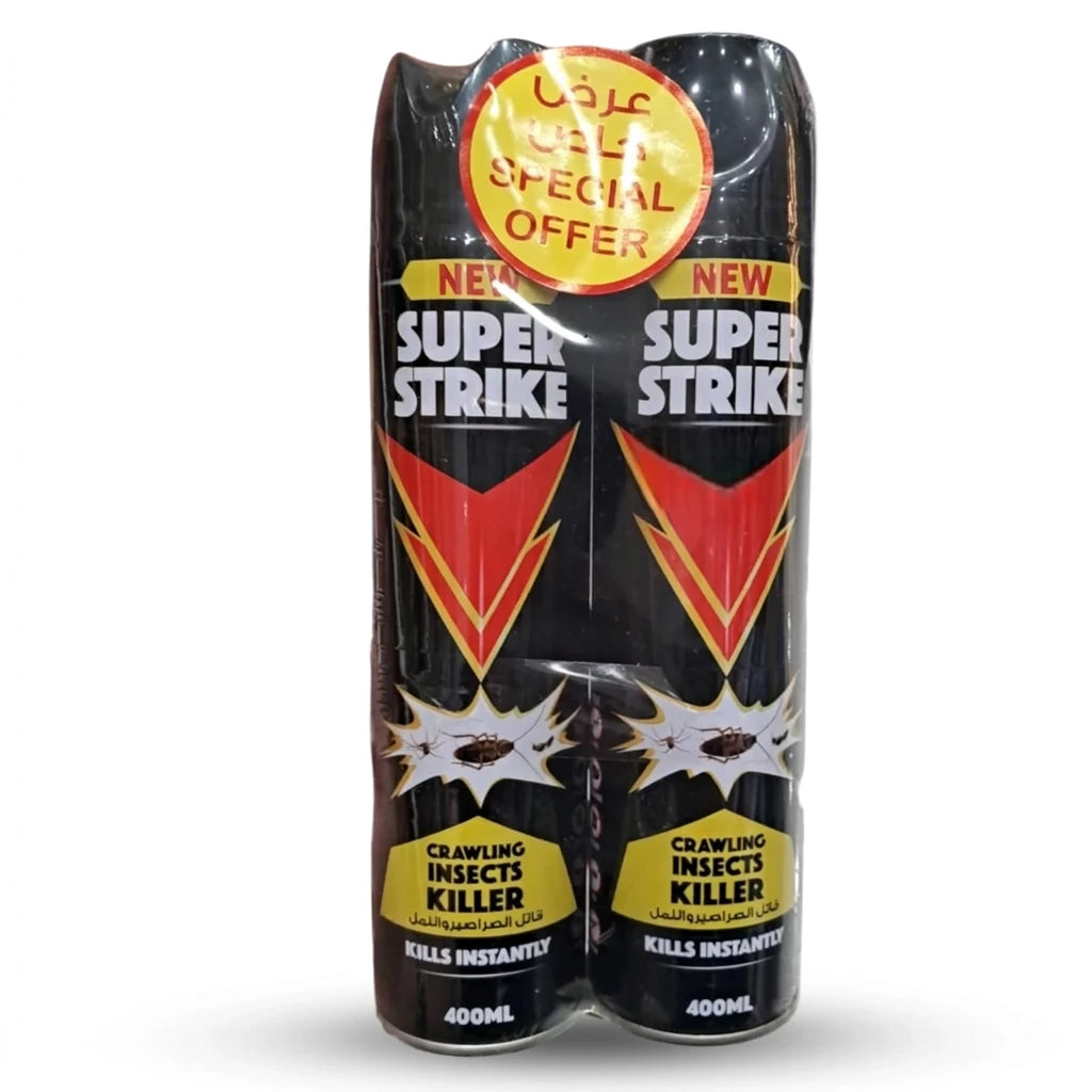 Super Strike Crawling Insects Killer Spray – Instant Action Cockroach & Ant Killer, 400ml x 2 Pack, Powerful Home Pest Control - Damoo