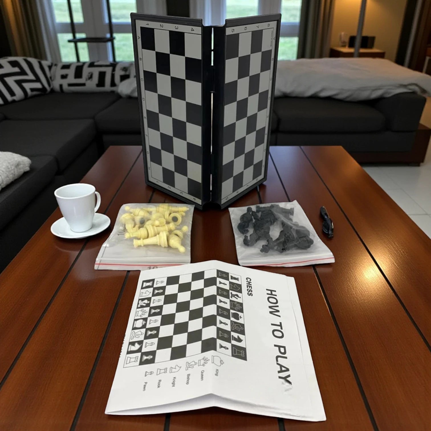 Magnetic Folding Chess Set with Portable Board | Educational Strategy Game for Kids & Adults | Travel-Friendly Chess Board with Secure Magnetic Pieces | Intelligence Development & Family Fun - Damoo