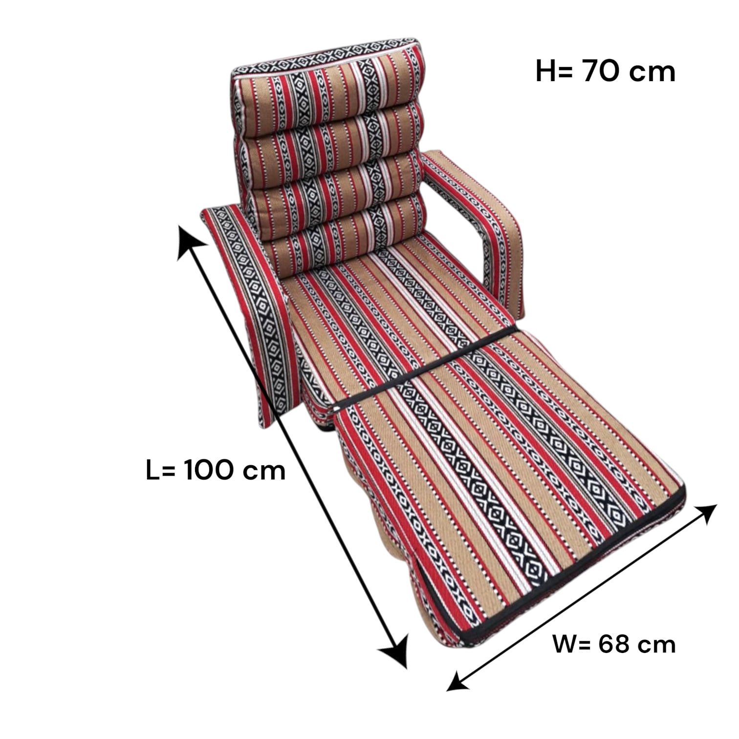 Arabic Traditional Camping Floor Chair with Hand Support – Adjustable Folding Majlis Chair with 5 Recline Angles, Cushioned Backrest & Portable Fold-Flat Design for Meditation, Reading & Gaming