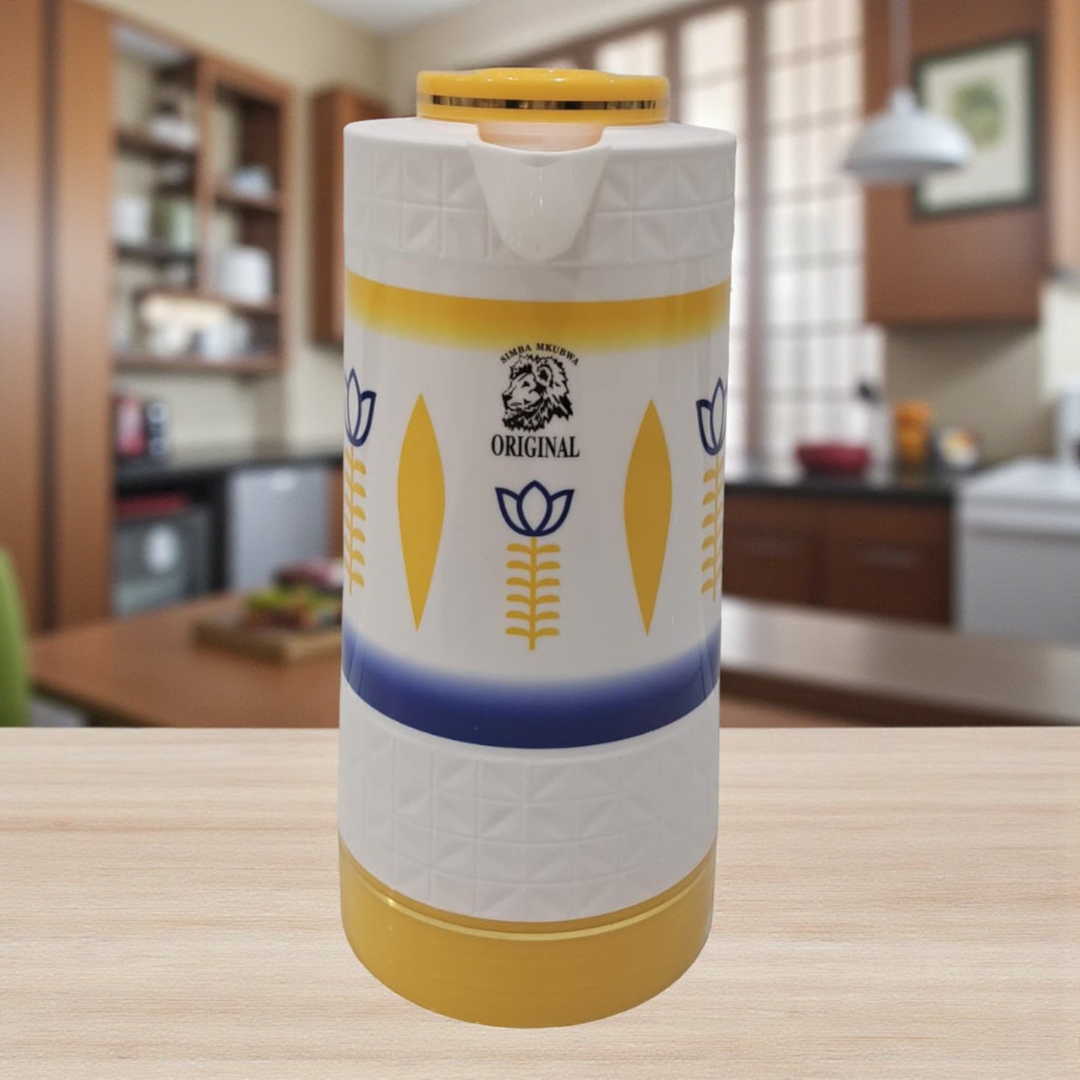 DAMOO Original Yellow & White Thermos Flask – 1.3L Hot & Cold Vacuum Jug with Easy Pour Handle | Durable Plastic Insulated Kettle for Coffee, Tea & Water - Damoo