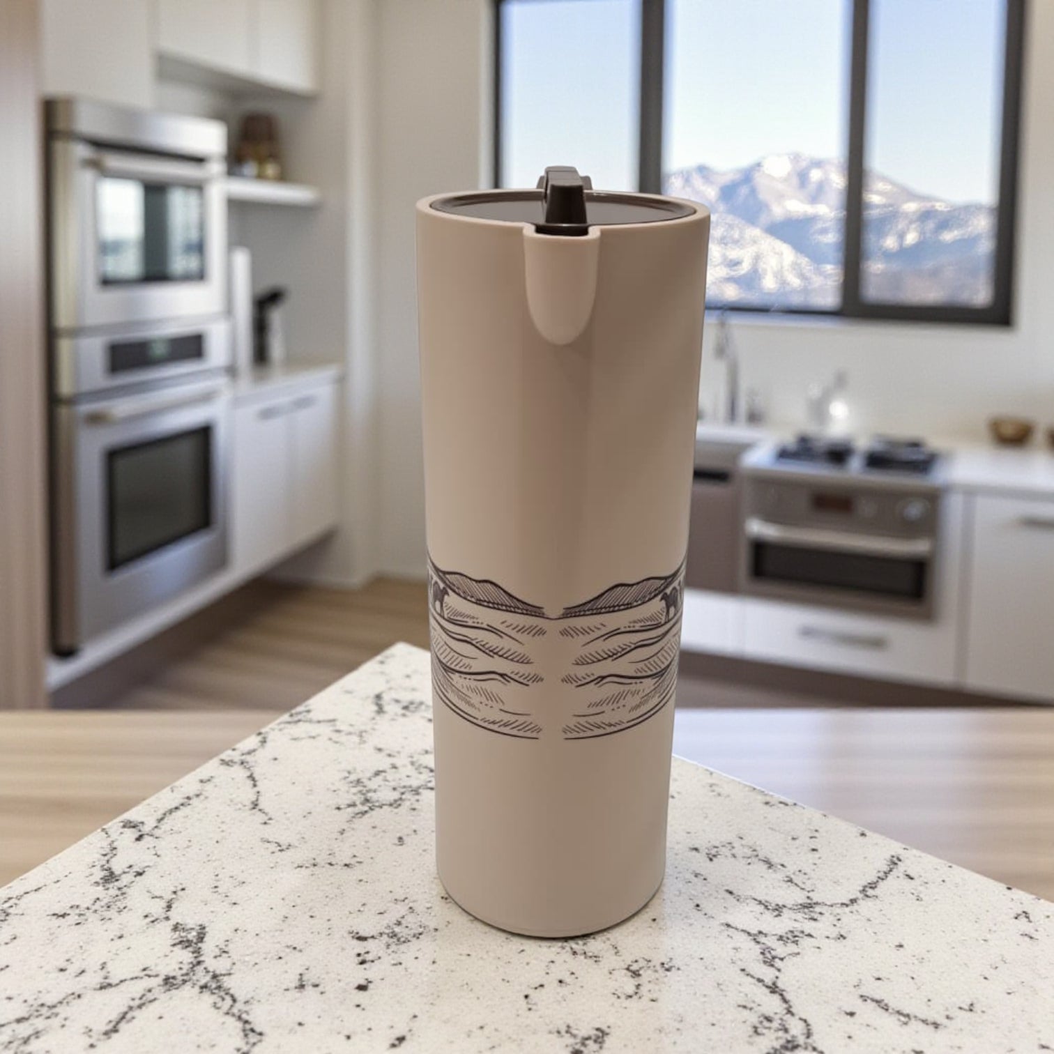 1.0 Liter Arabic Desert Design Vacuum Flask – Premium Double Wall Insulated Tea Thermos with Secure Flip Lid, Ergonomic Handle & Long-Lasting Heat Retention – Ideal for Home, Office, Travel & Gifting - Damoo