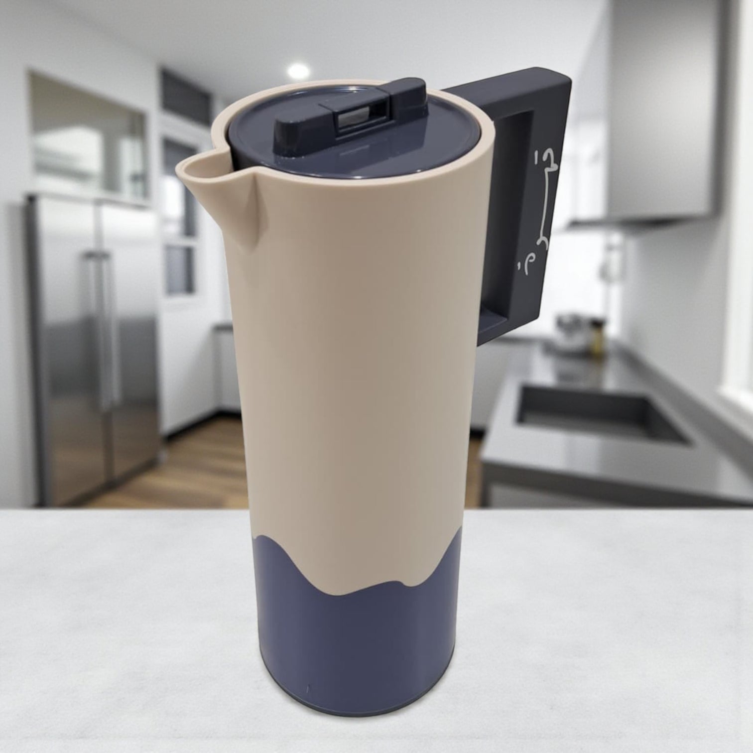 Crystal House 1.0 Liter Premium Vacuum Flask – Double Wall Insulated Arabic Coffee & Tea Thermos with Secure Flip Lid, Ergonomic Handle & Modern Two-Tone Design – Perfect for Home, Office, Travel & Gifting - Damoo