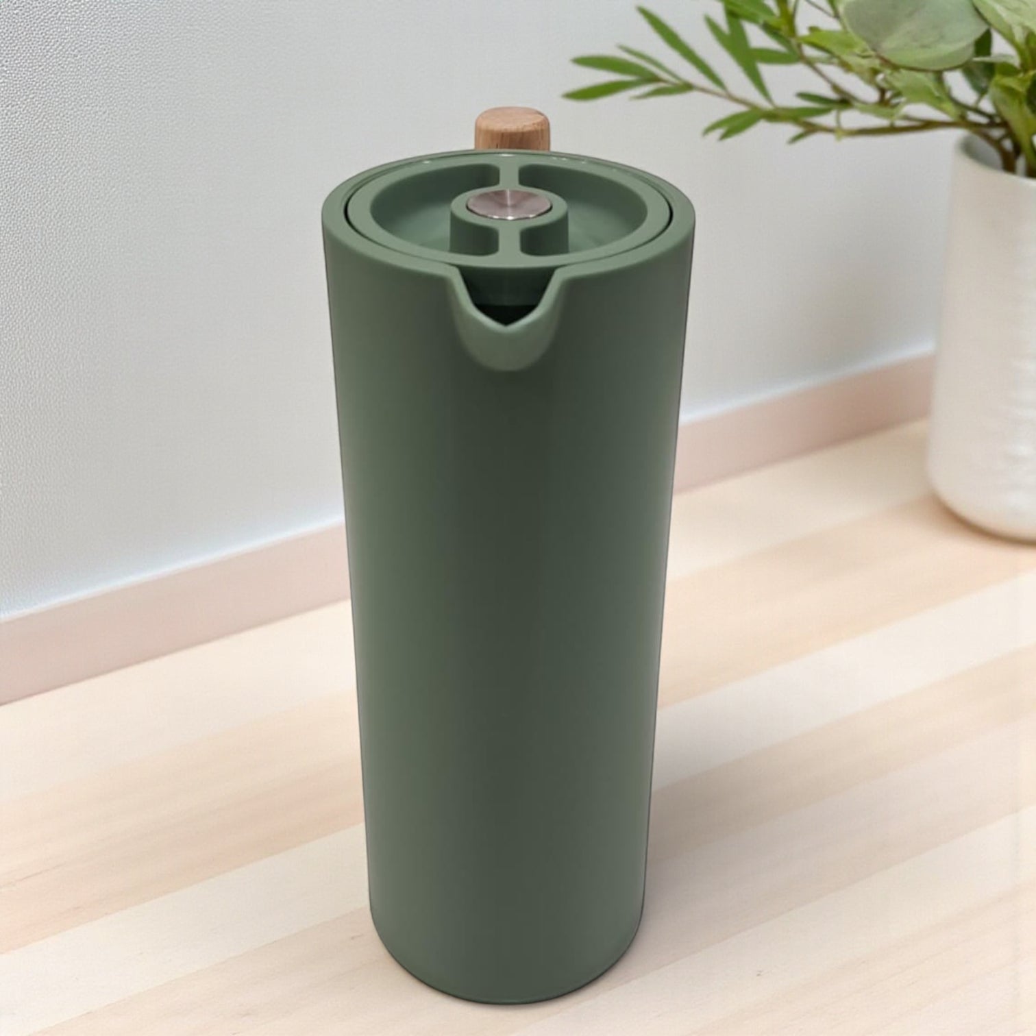 VOGATI 1.0L Premium Vacuum Thermos Flask – Modern Matte Design with Wooden Handle | Double Wall Insulated Carafe for Hot & Cold Drinks - Damoo