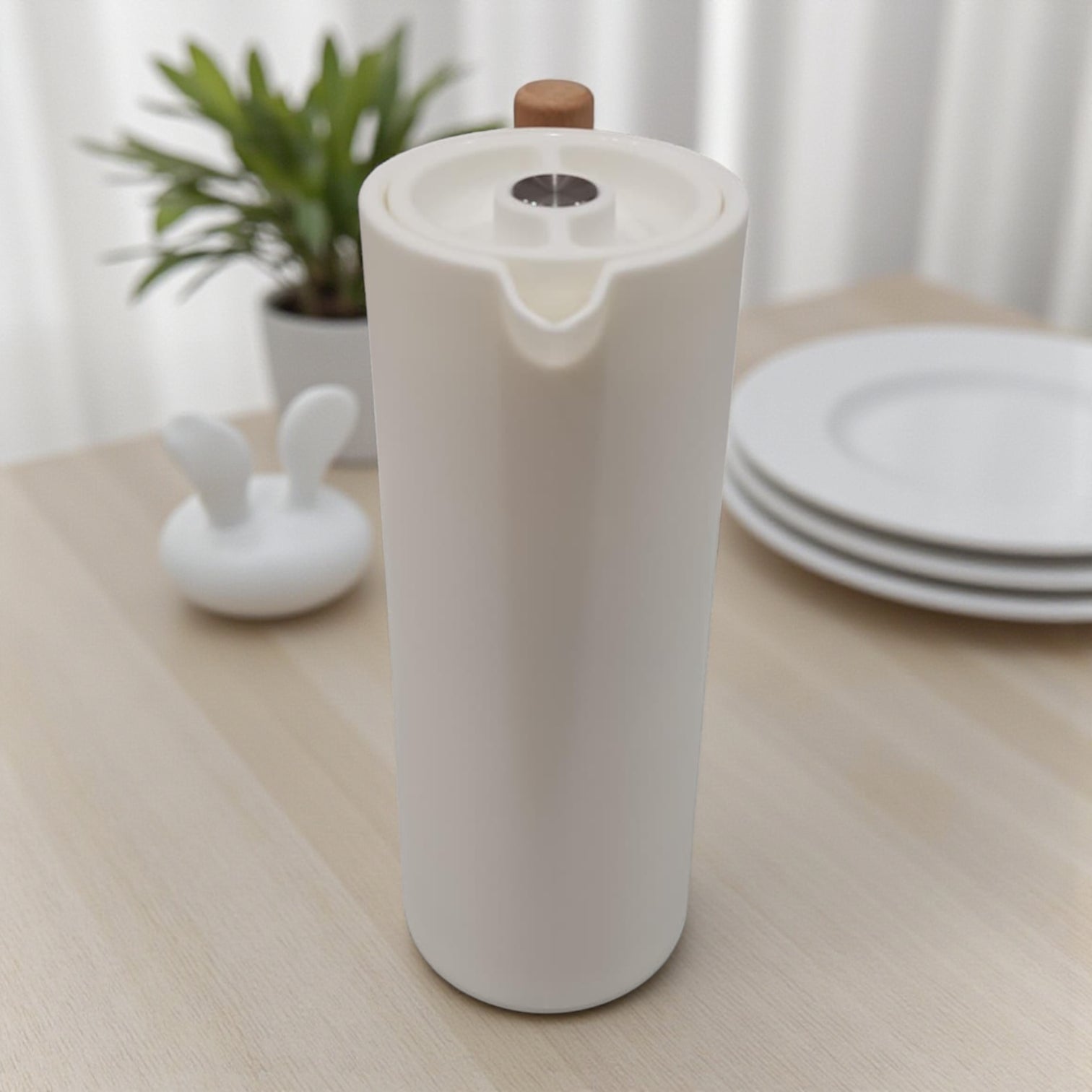 VOGATI 1.0L Premium Vacuum Thermos Flask – Modern Matte Design with Wooden Handle | Double Wall Insulated Carafe for Hot & Cold Drinks - Damoo