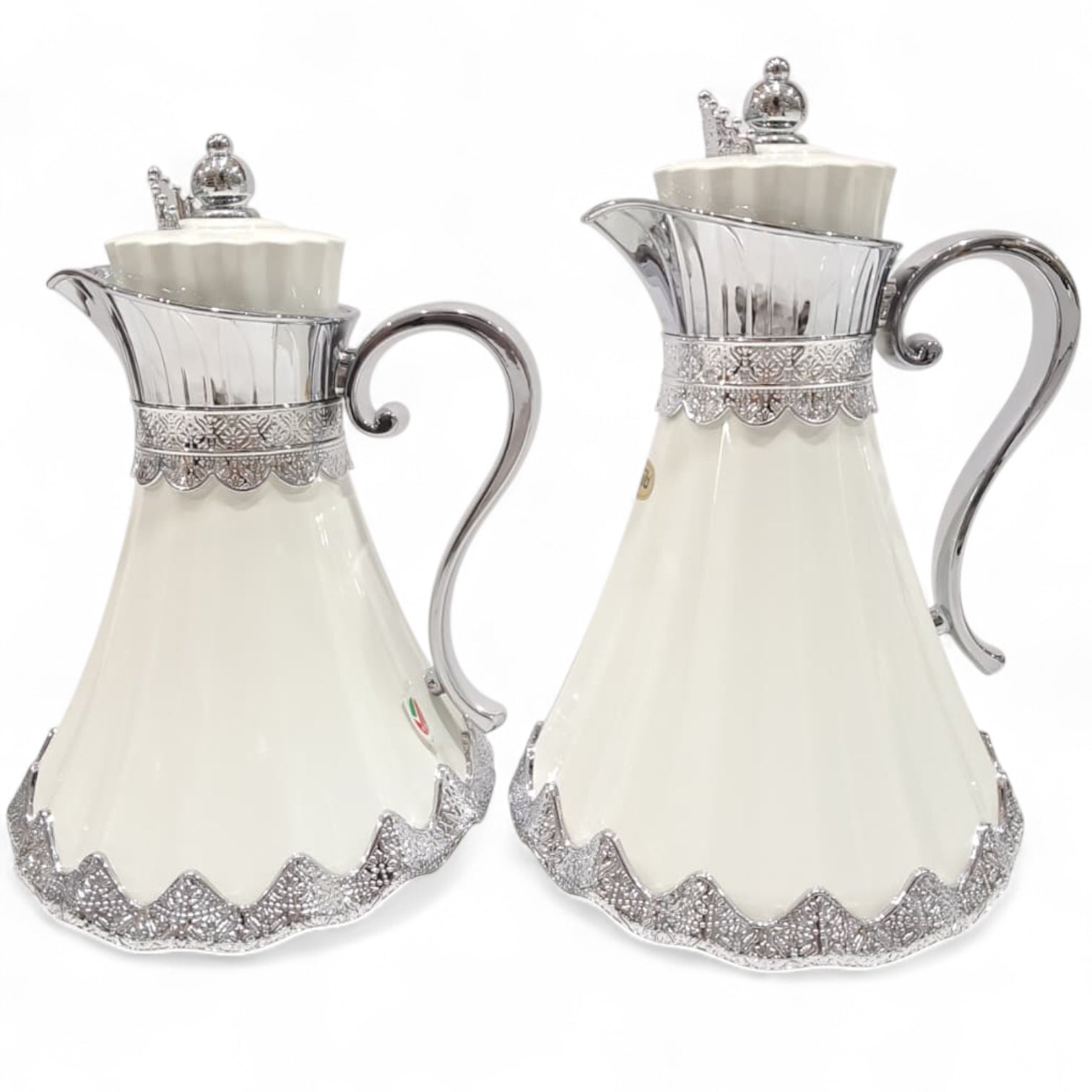 Najib Premium Quality Vacuum Flask Set – 0.7L & 1.0L | Elegant Double-Wall Insulated Jugs with Crown Lid & Ornate Handle | Ideal for Hot & Cold Beverages | Modern Style Collection - Damoo