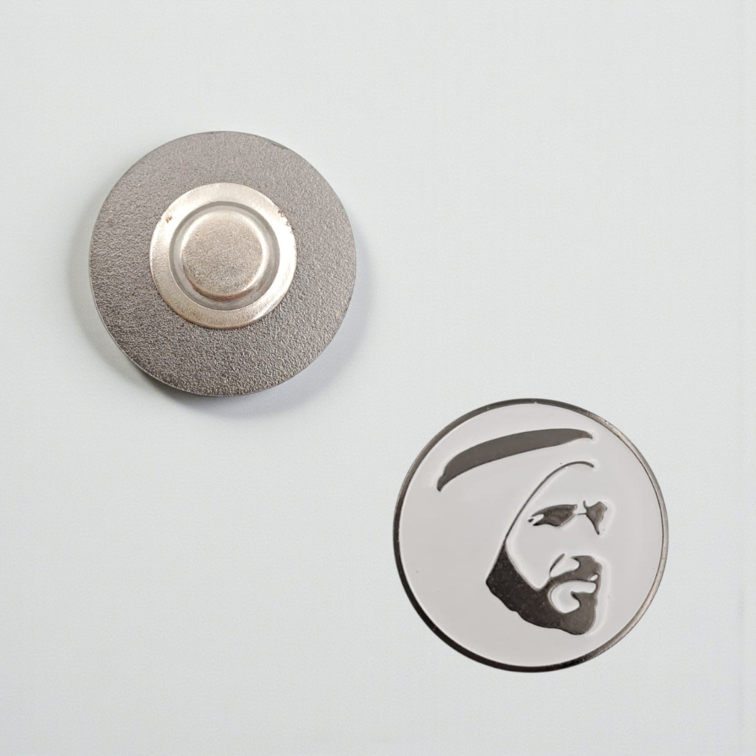 UAE Founder Metal Magnetic Badge – Premium Silver Round Lapel Pin | Patriotic Accessory for UAE National Day & Flag Day - Damoo