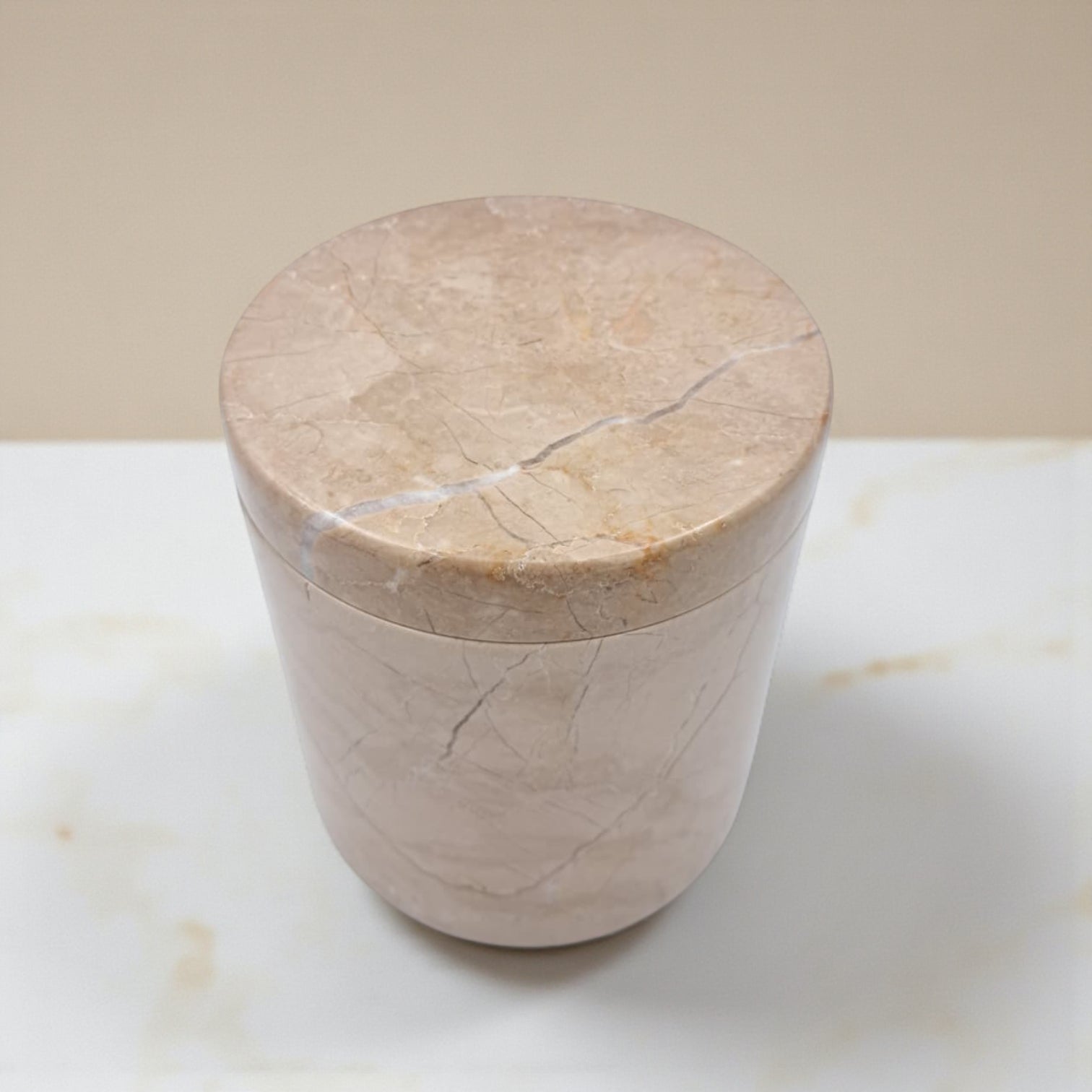 Luxury Marble Storage Jar with Lid – Elegant Cylindrical Canister for Kitchen Spices, Bathroom Essentials, Jewelry & Home Décor Organization - Damoo