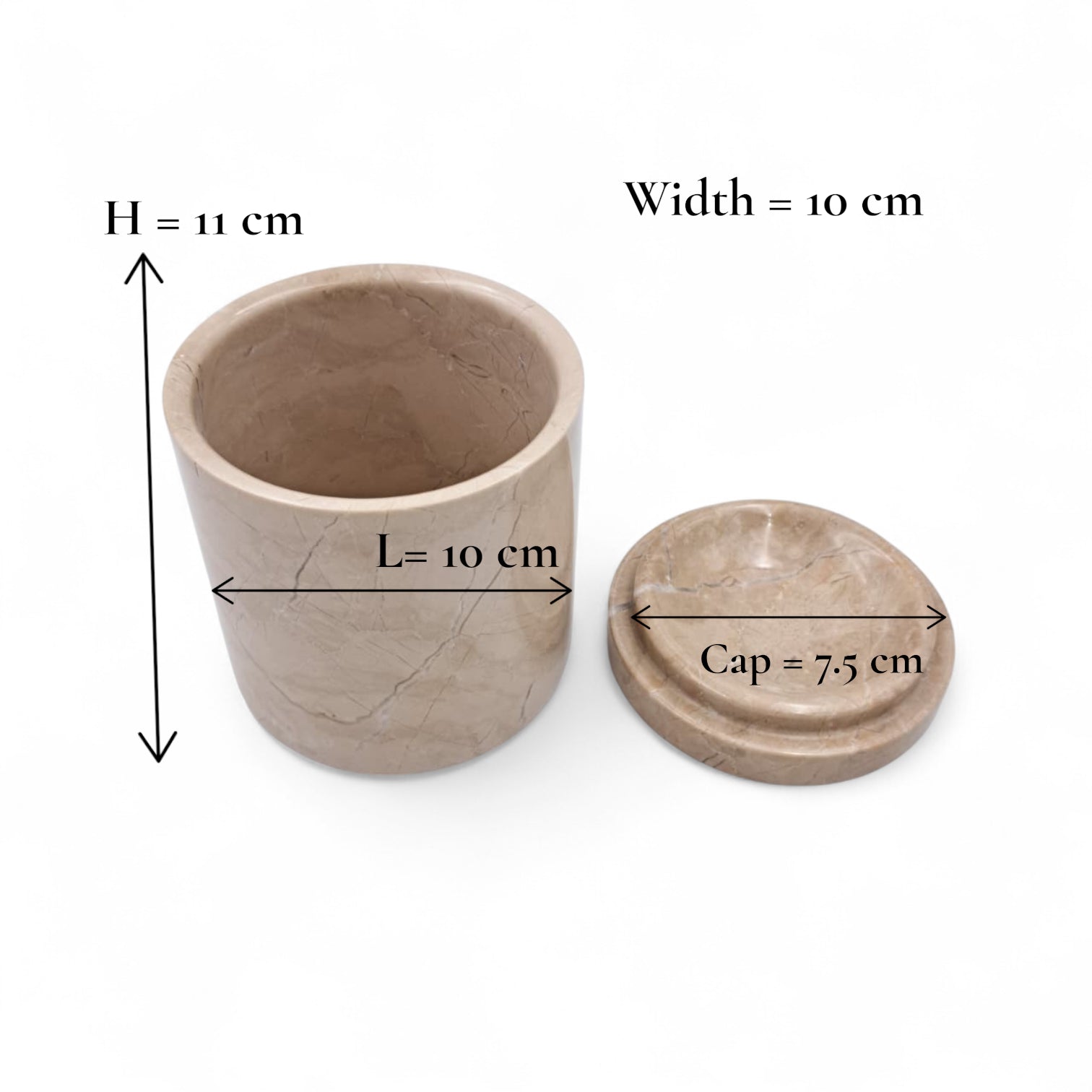 Luxury Marble Storage Jar with Lid – Elegant Cylindrical Canister for Kitchen Spices, Bathroom Essentials, Jewelry & Home Décor Organization - Damoo