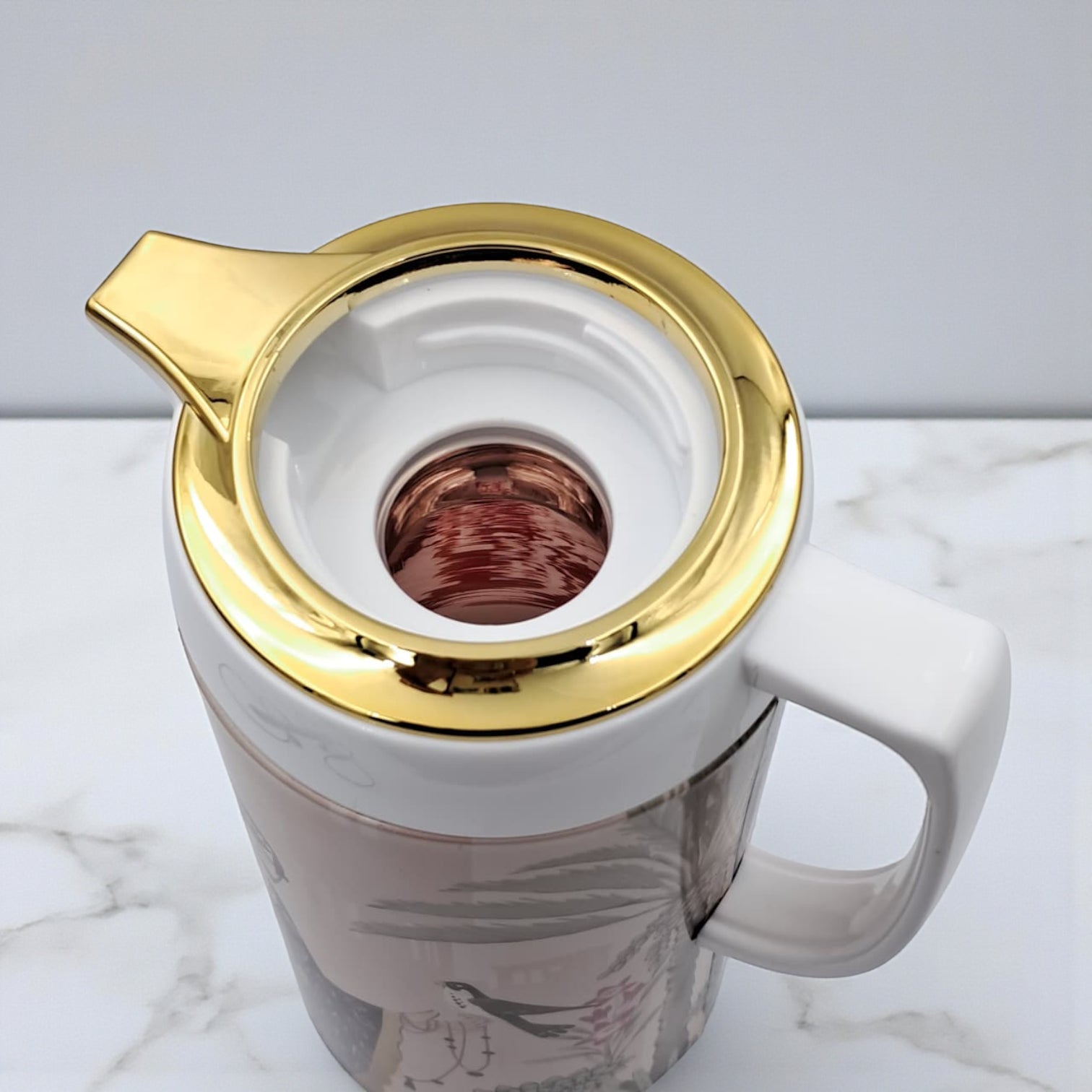 Simba Mkubwa Original Thermos Flask | Premium Insulated Hot & Cold Beverage Server | Arabic Heritage Design with Gold Finish Lid
