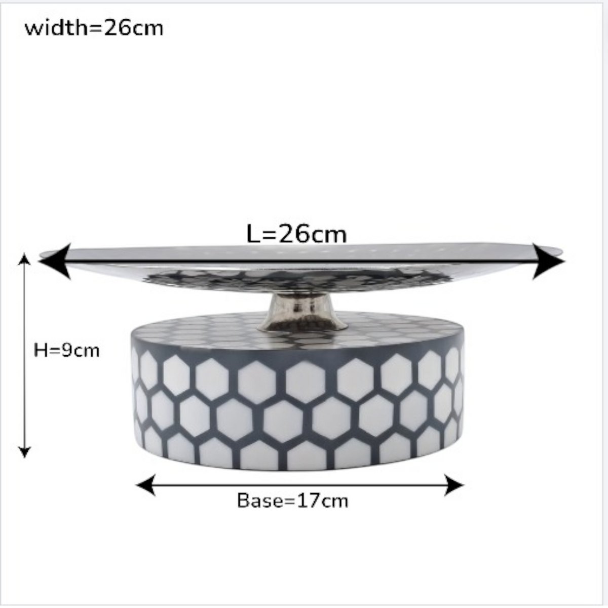 Elegant Hammered Metal Cake Stand with Geometric Base | Modern Dessert & Serving Display | Durable Decorative Table Centerpiece