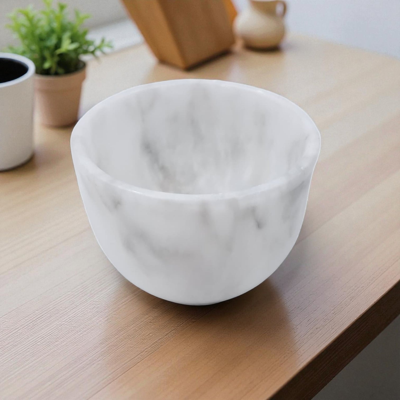 Damoo Handcrafted White Marble Decorative Bowl – Modern Round Accent Stone Dish for Home, Coffee Table & Shelf Styling | Luxury Natural Stone Decor