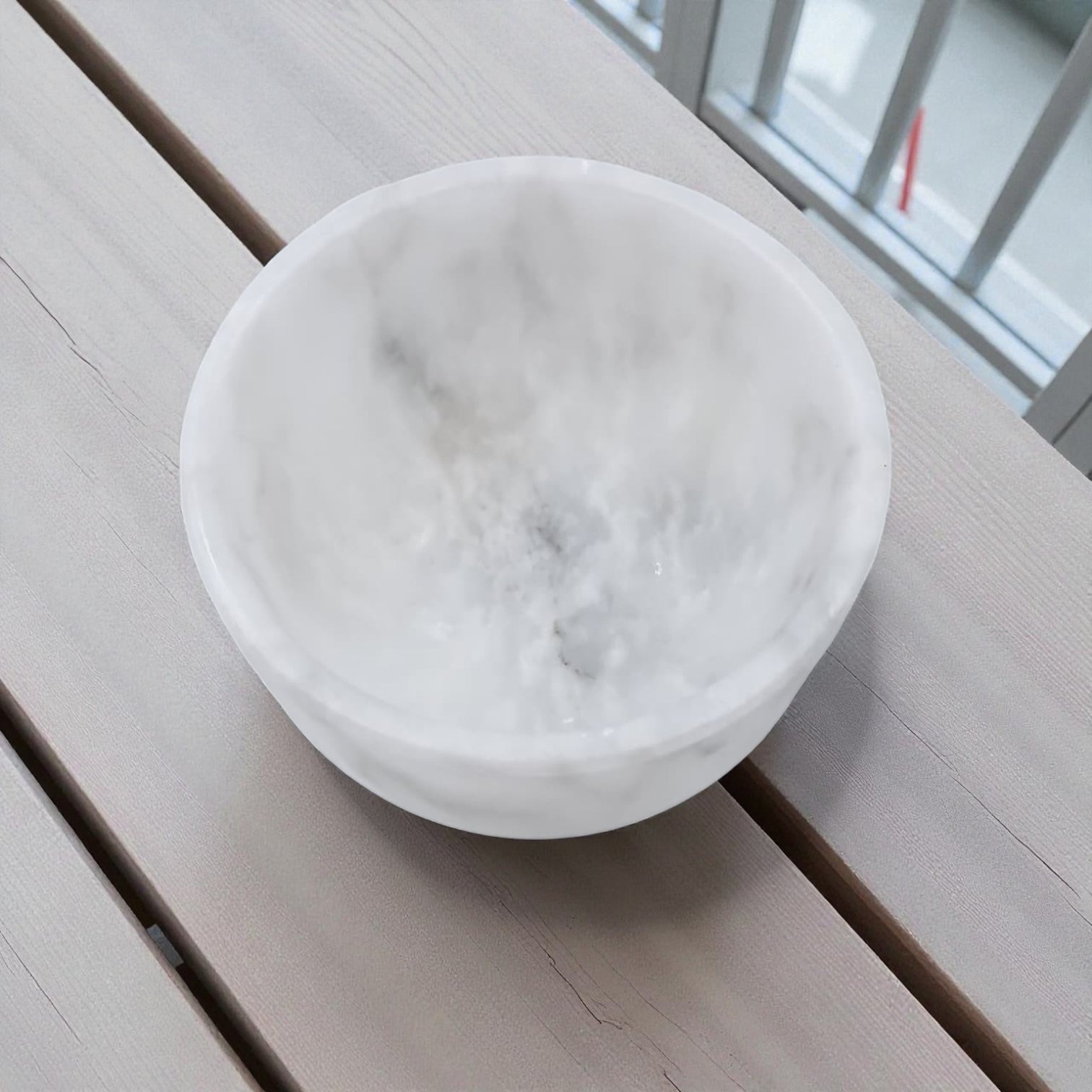 Damoo Handcrafted White Marble Decorative Bowl – Modern Round Accent Stone Dish for Home, Coffee Table & Shelf Styling | Luxury Natural Stone Decor